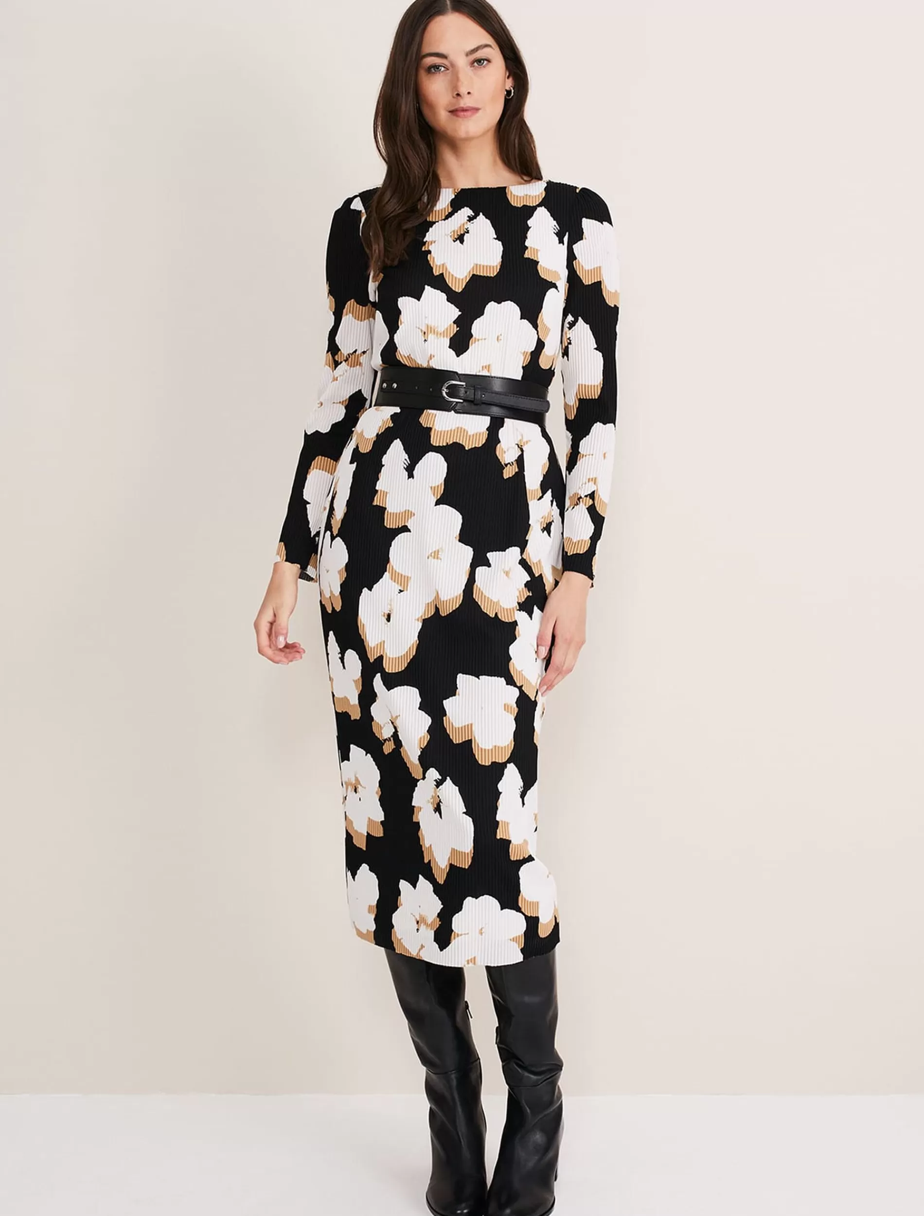 Phase Eight Kinzlee Printed Jersey Dress Black/Ivory Best