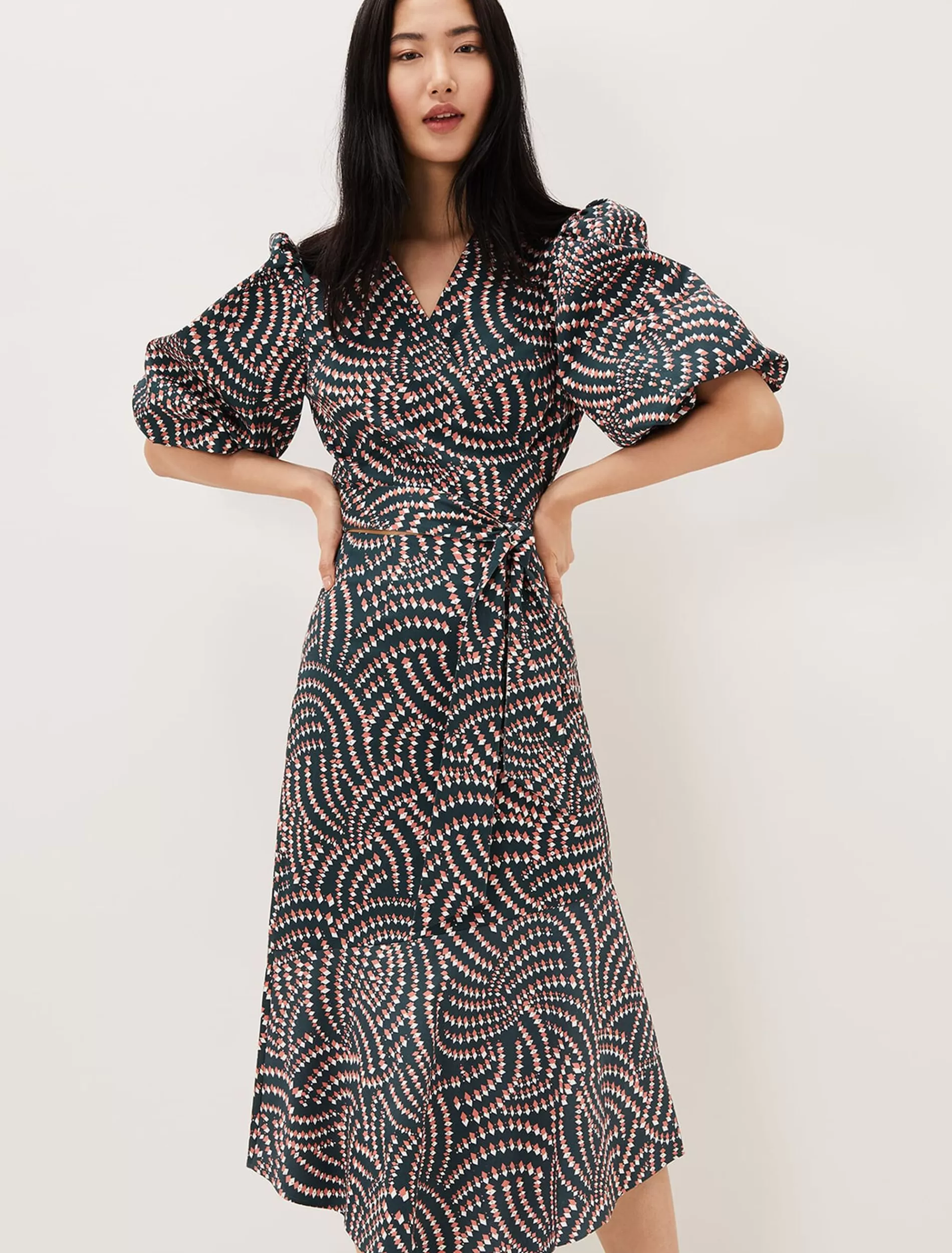 Phase Eight Kiri Geometric Co-Ord Skirt Ocean/ Coral Clearance