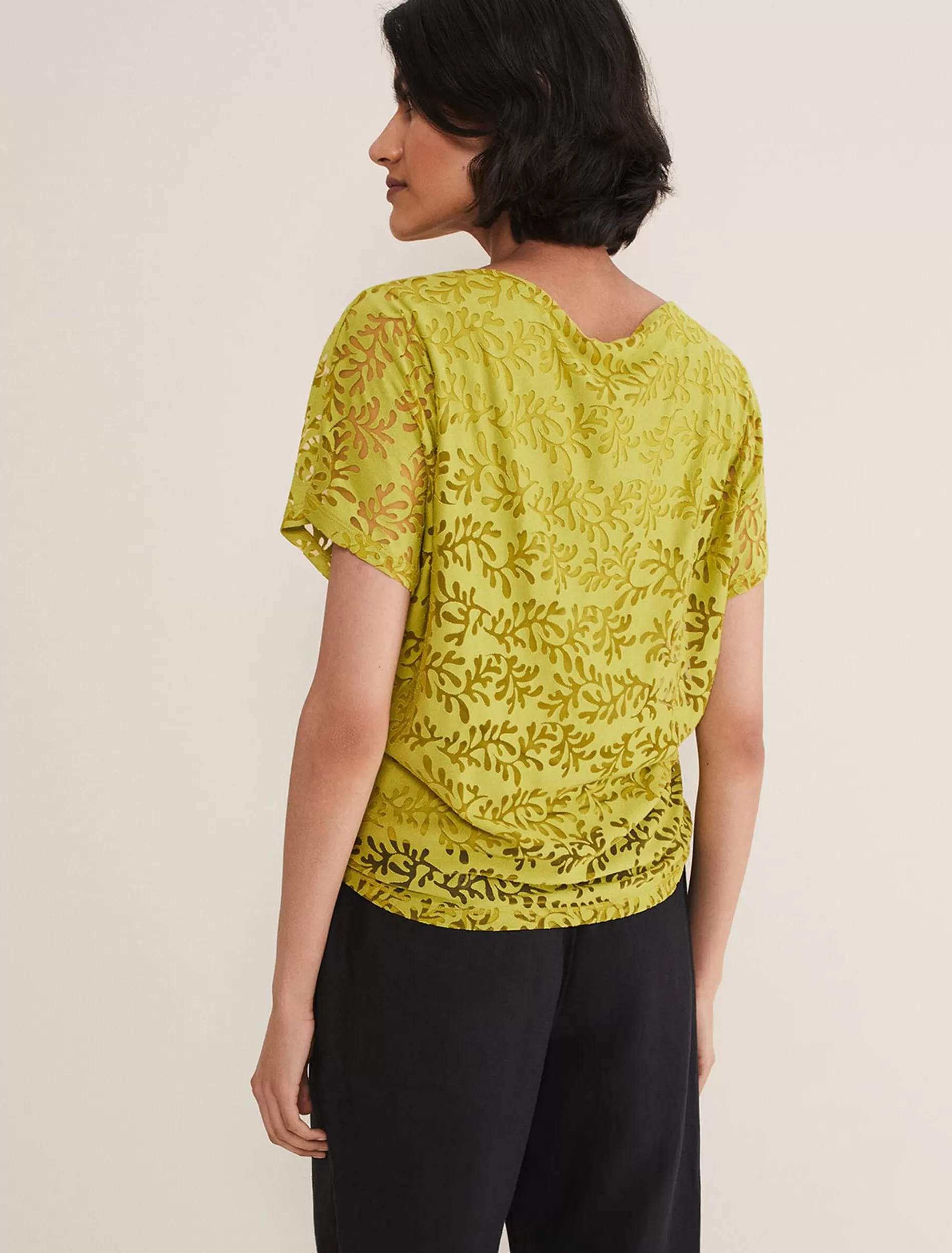 Phase Eight Kirstin Leaf Burnout Top Olive Cheap