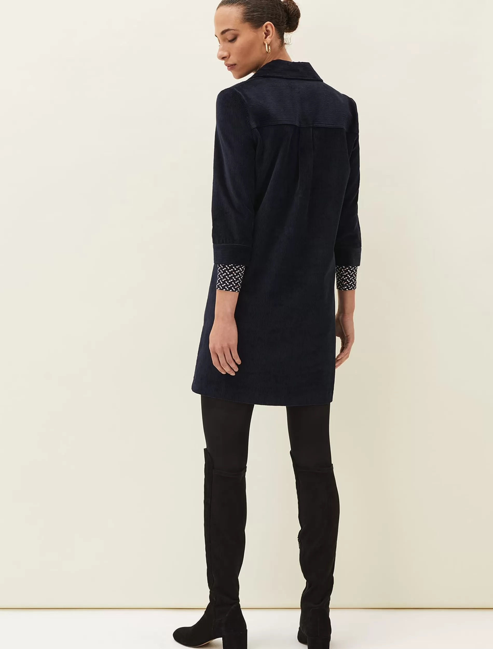 Phase Eight Kirsty Corduroy Zip Front Dress Navy Fashion