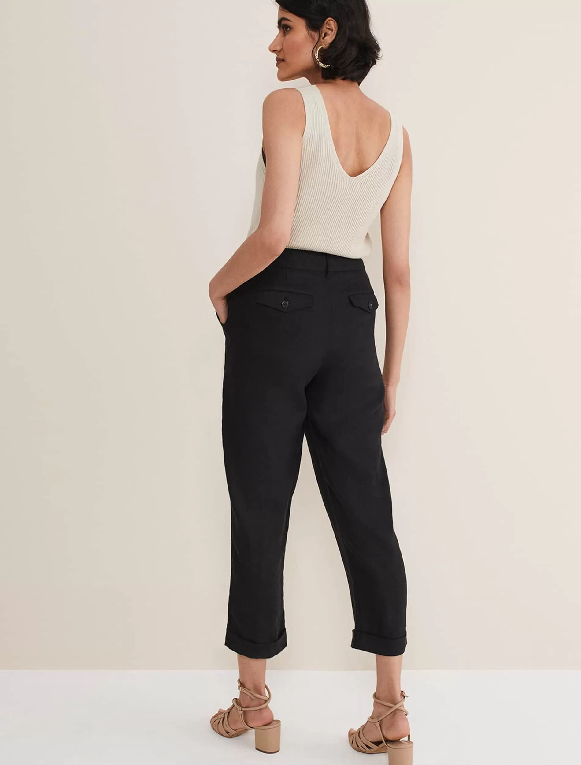 Phase Eight Klarra Tapered Linen Trouser Black Best