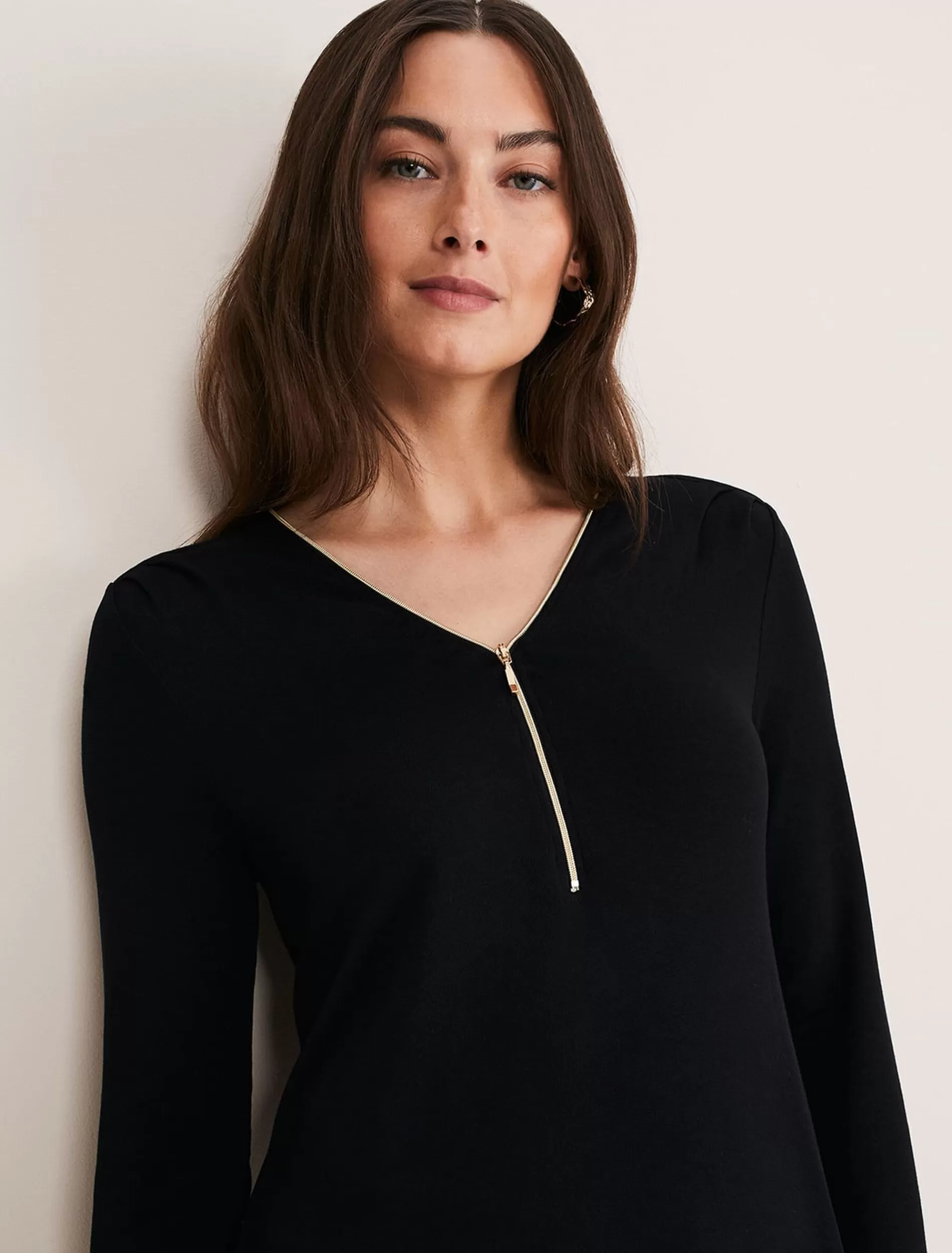Phase Eight Kloe Zip Detail Top Black Cheap