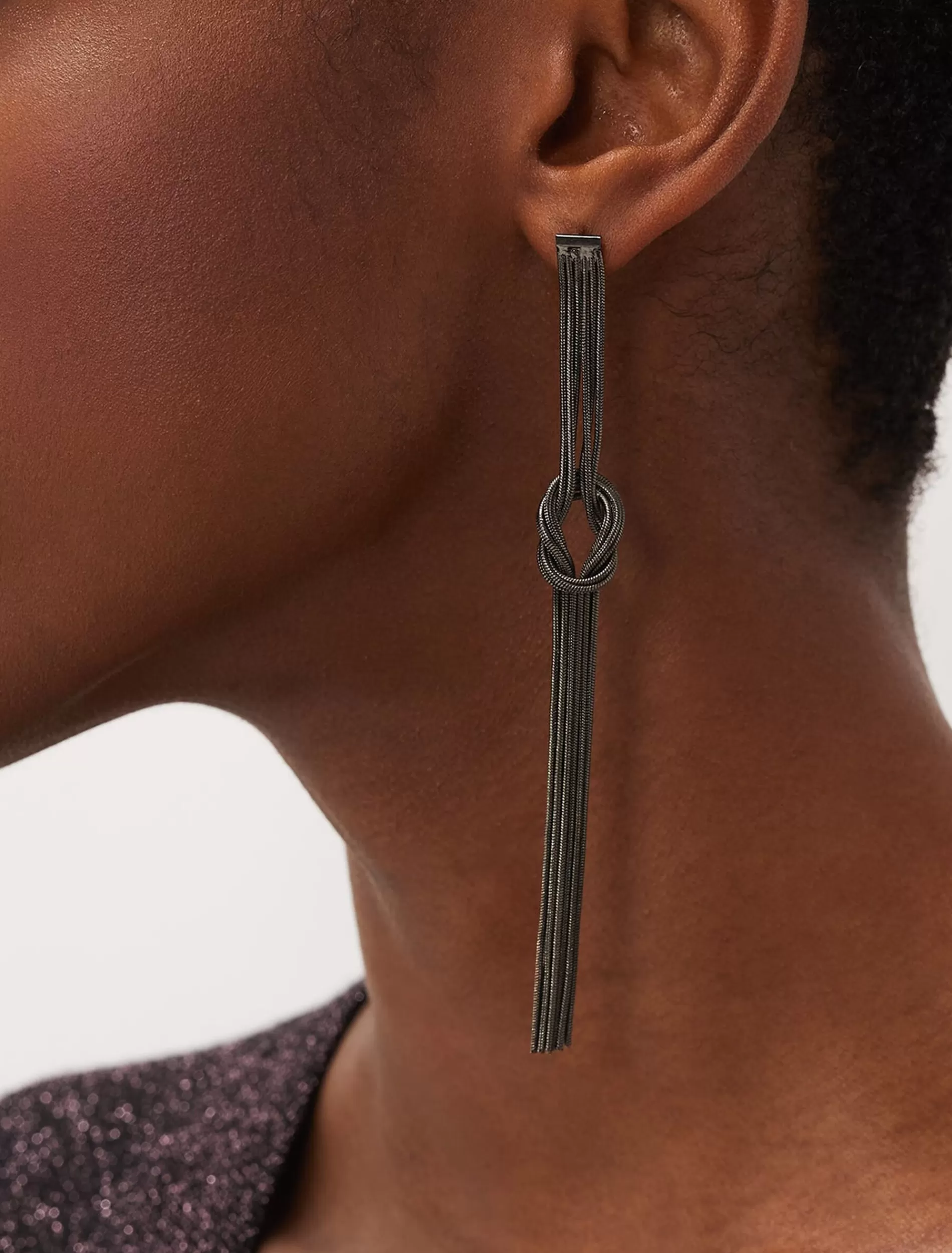 Phase Eight Knot Drop Down Earrings Gunmetal Discount
