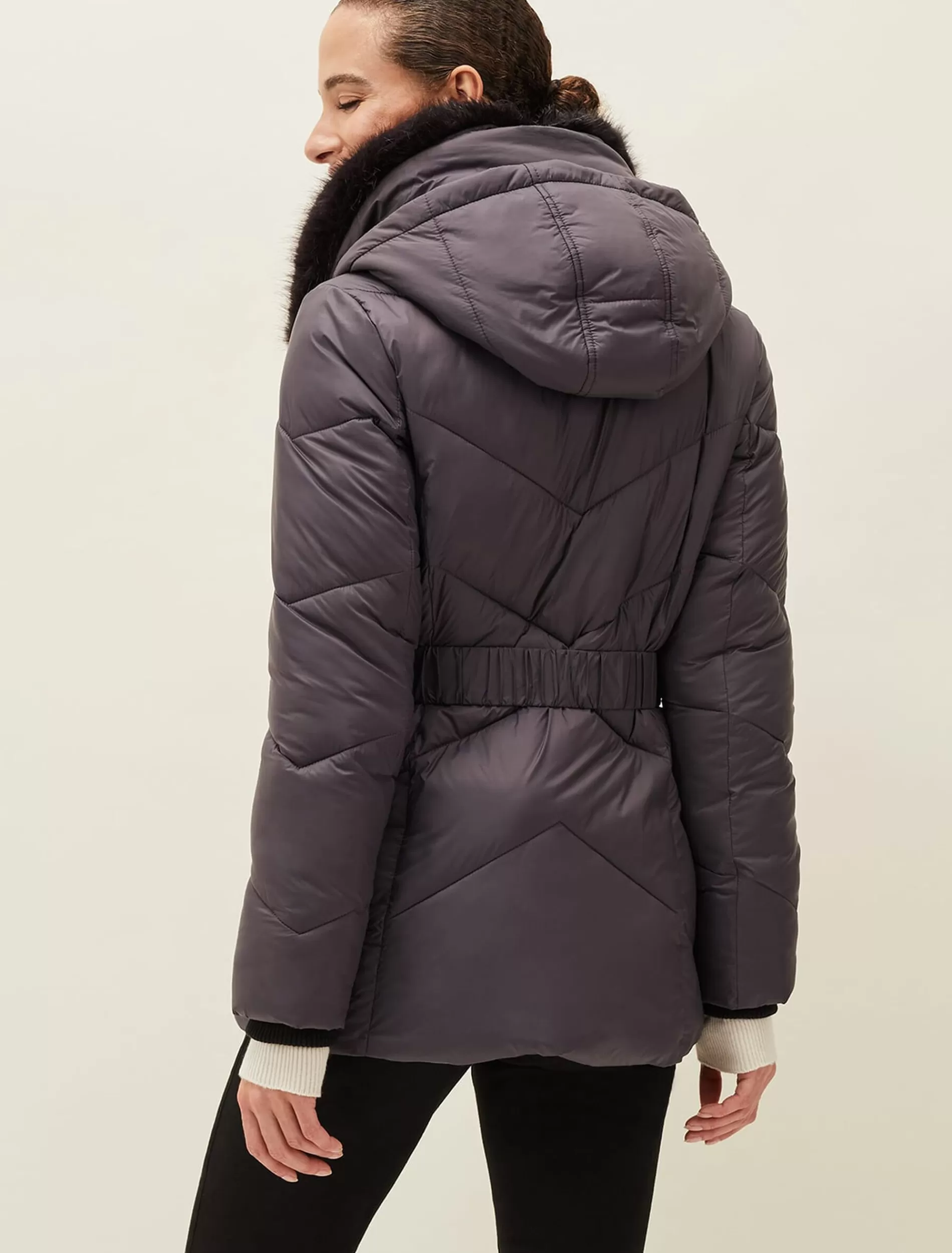 Phase Eight Krissy Short High Shine Puffer Coat Pewter Shop