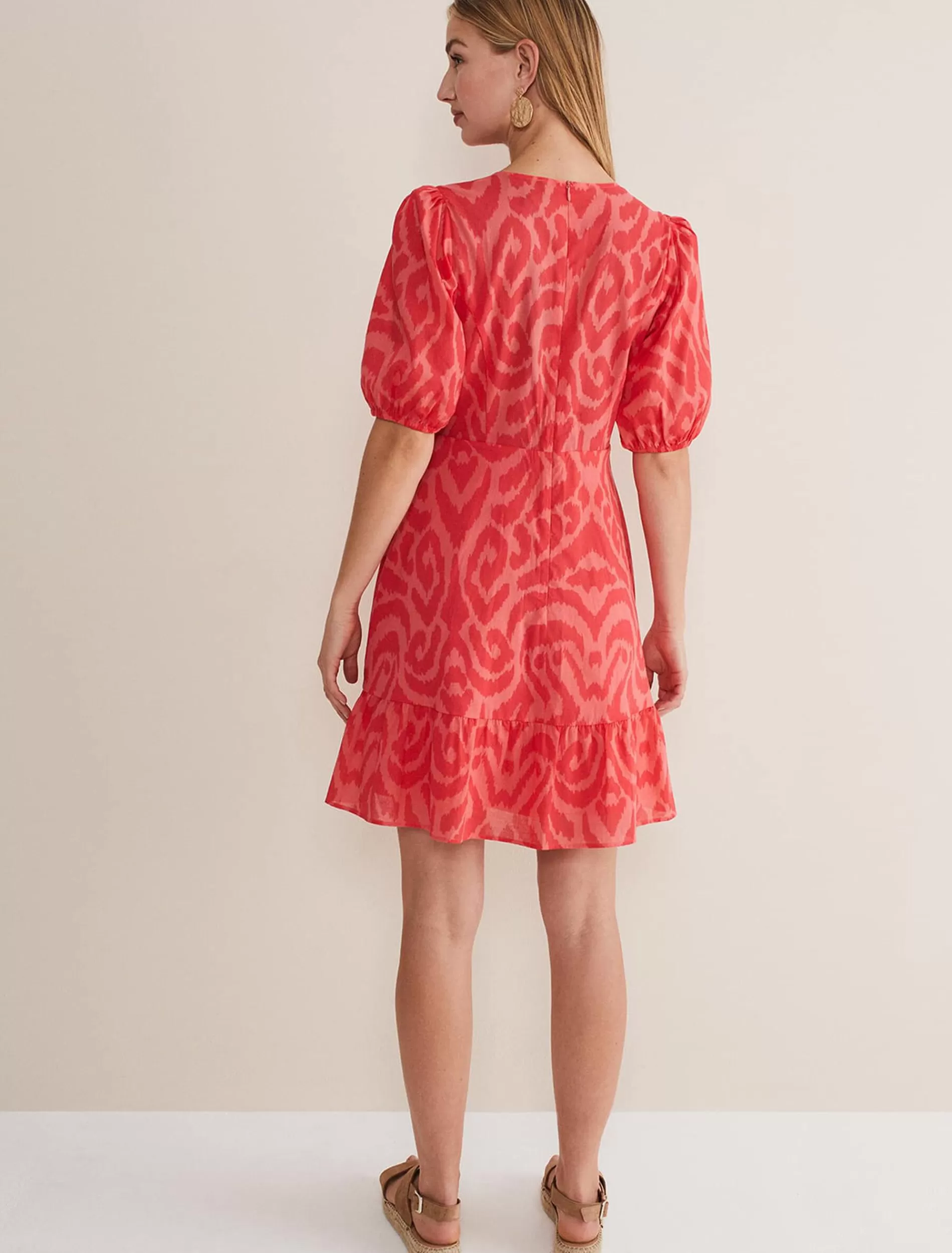 Phase Eight Krystal Cotton Abstract Mini Dress Pink/Red Fashion