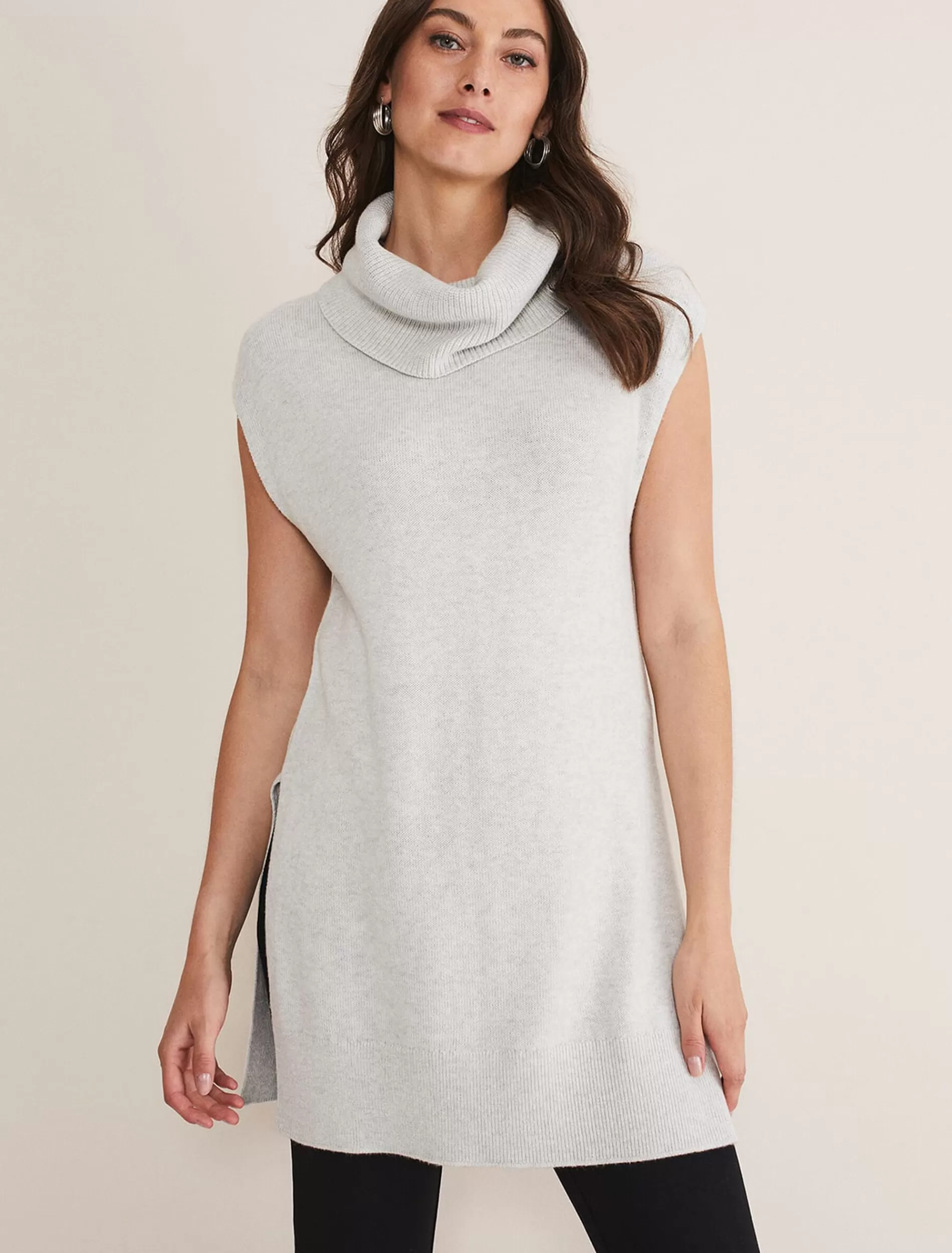 Phase Eight Kysa Knitted Sleeveless Tunic Silver Grey Sale