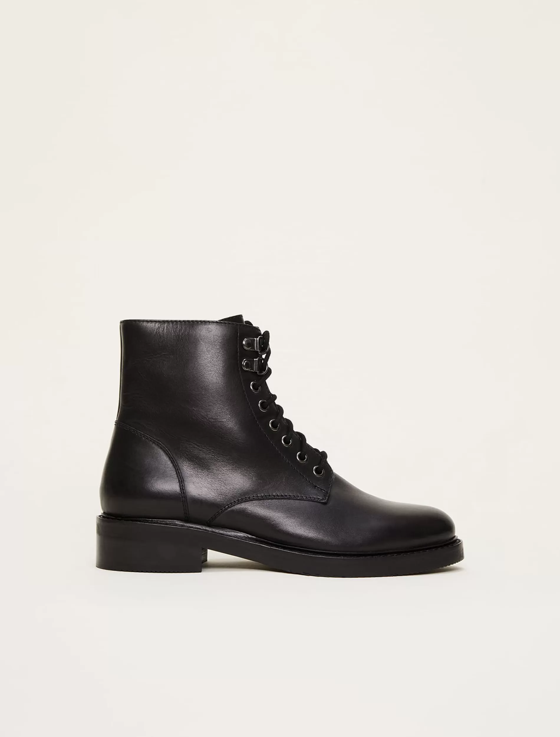 Phase Eight Lace Up Leather Flat Boots Black Cheap