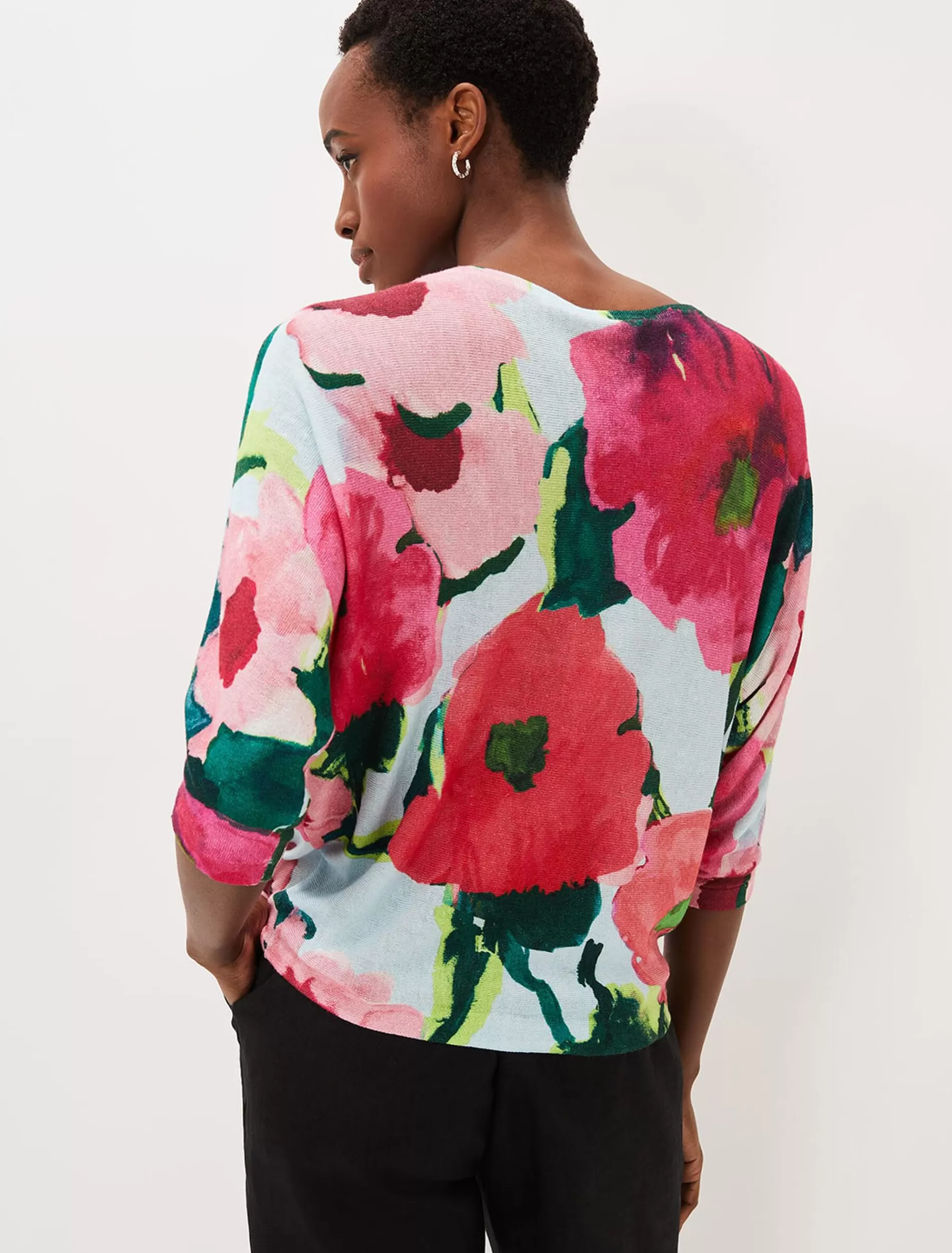 Phase Eight Lanan Linen Floral Jumper Pale Blue Clearance