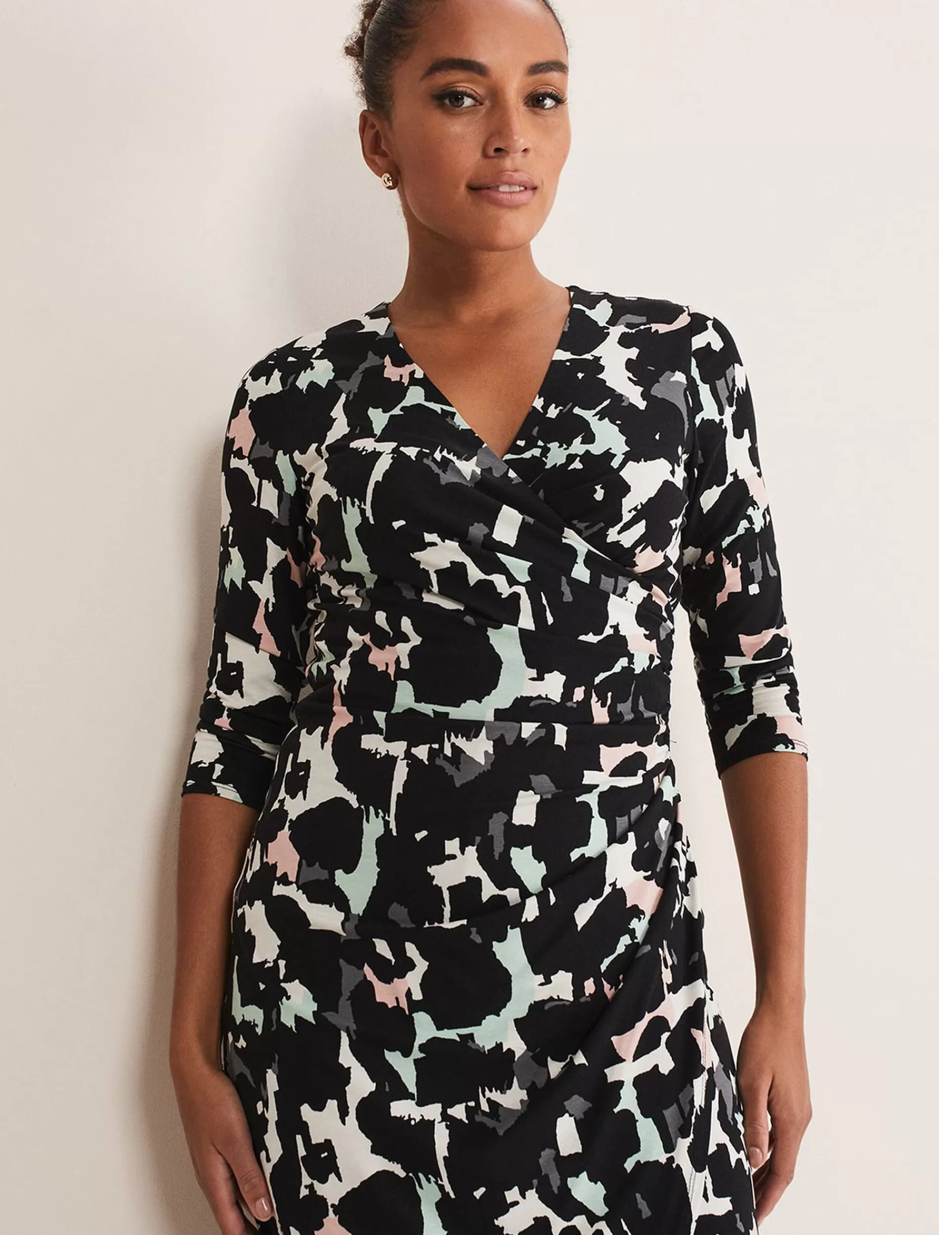Phase Eight Lanor Wrap Printed Jersey Dress Multi-Coloured Hot
