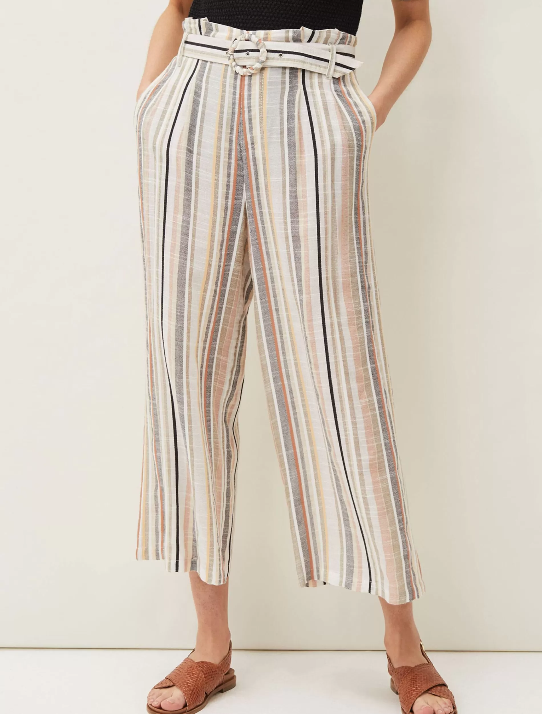 Phase Eight Laurie Stripe Culottes Neutral New