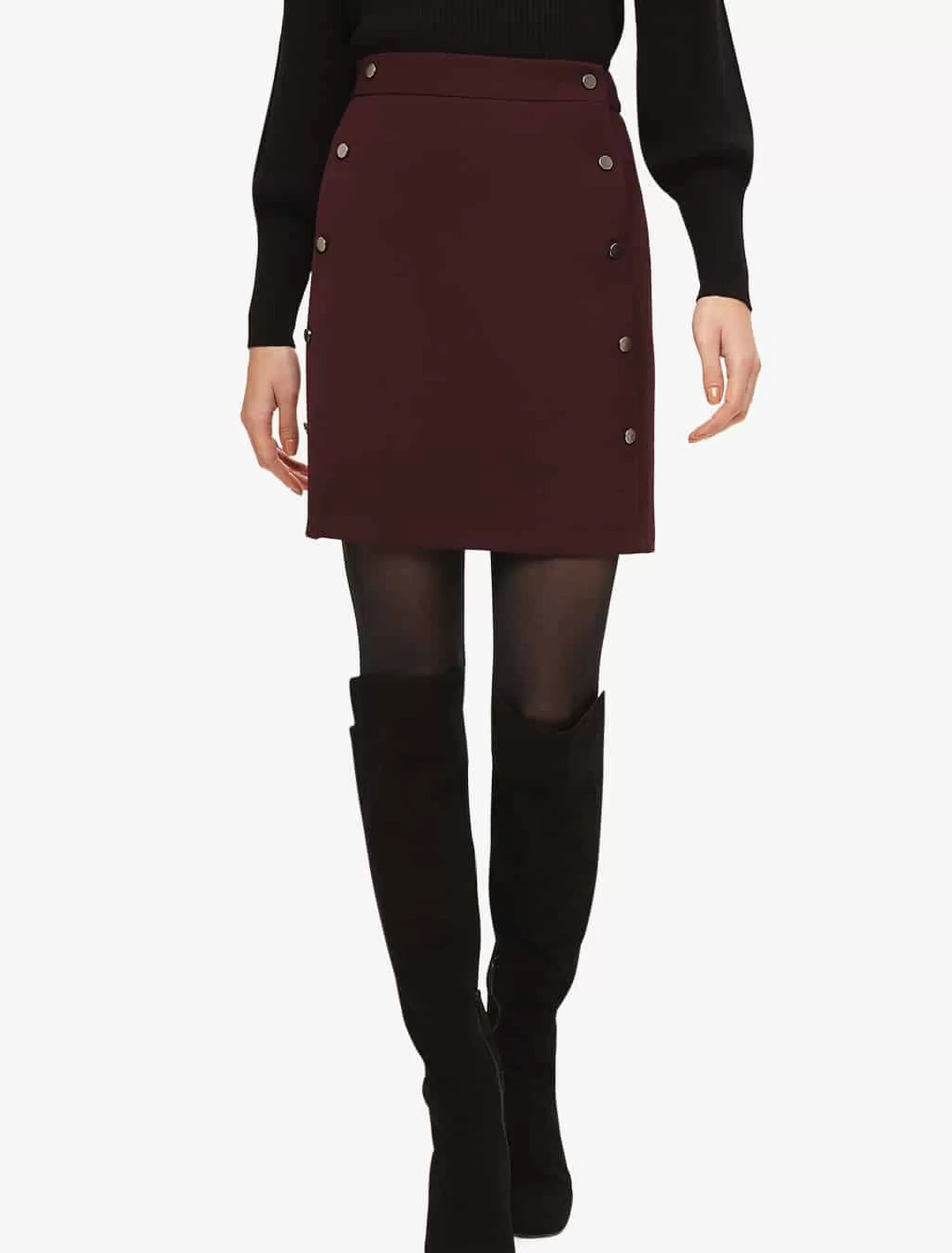 Phase Eight Laya Double Button Skirt Blackberry New