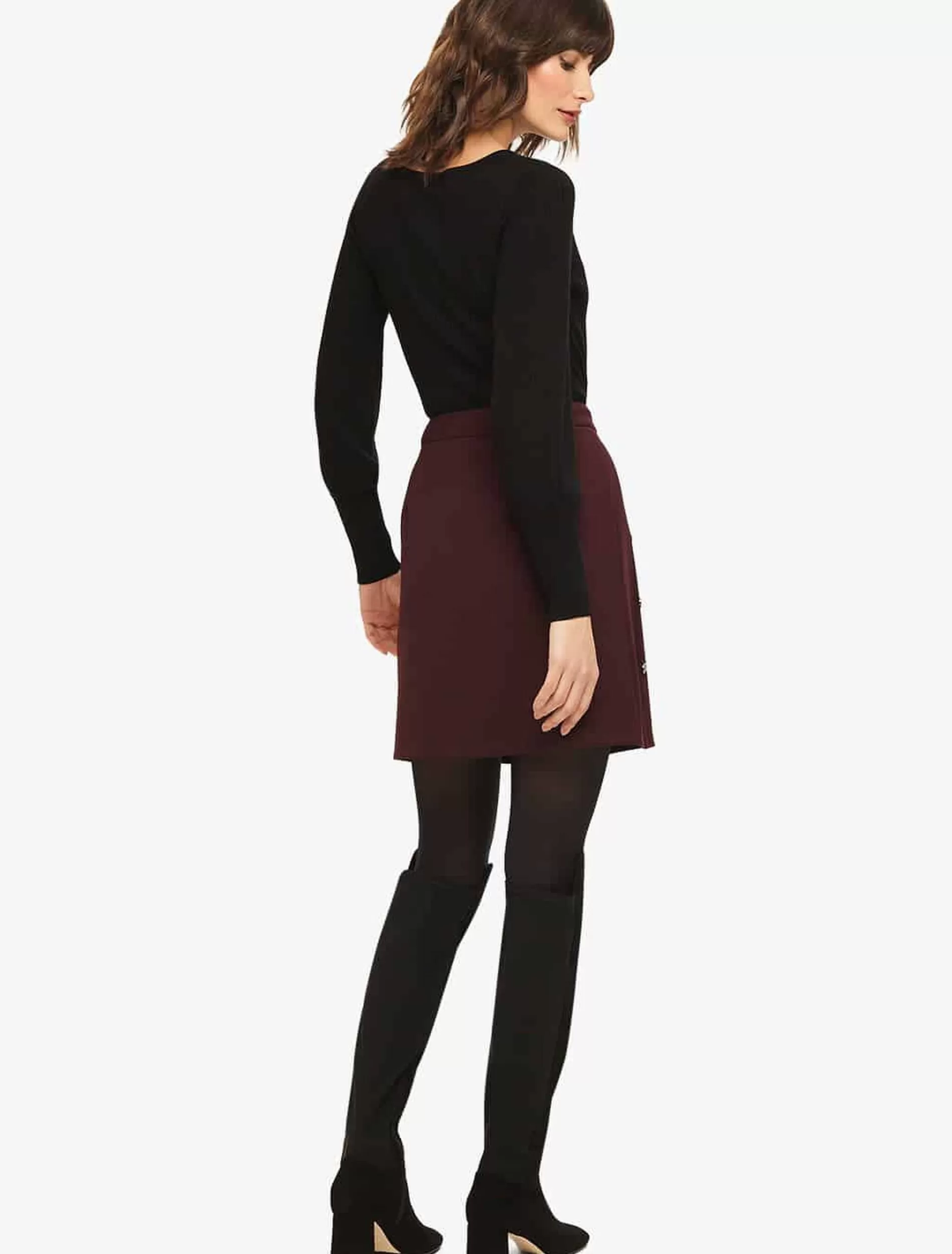 Phase Eight Laya Double Button Skirt Blackberry New