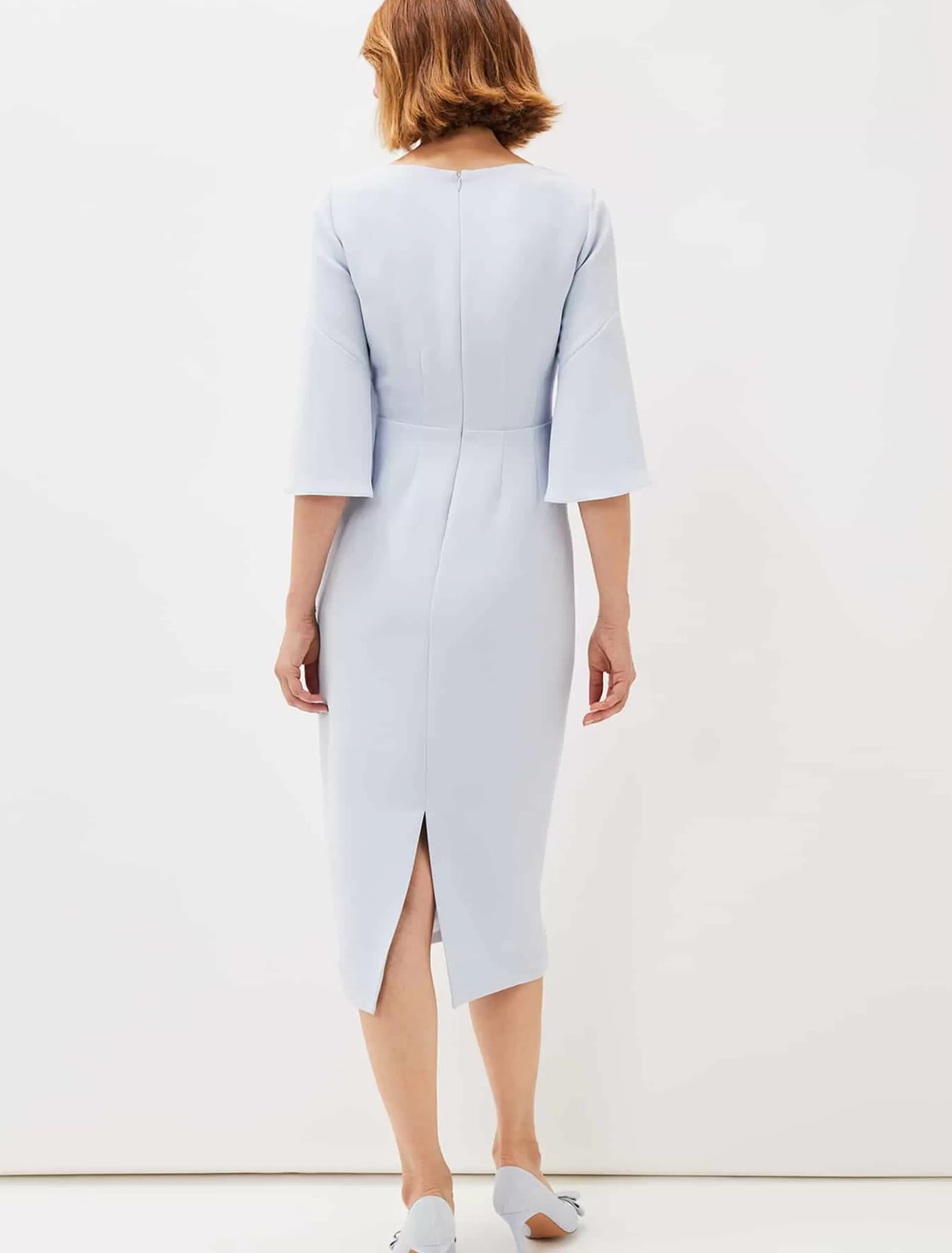 Phase Eight Layla Bow Detail Fitted Dress Sky Blue Clearance