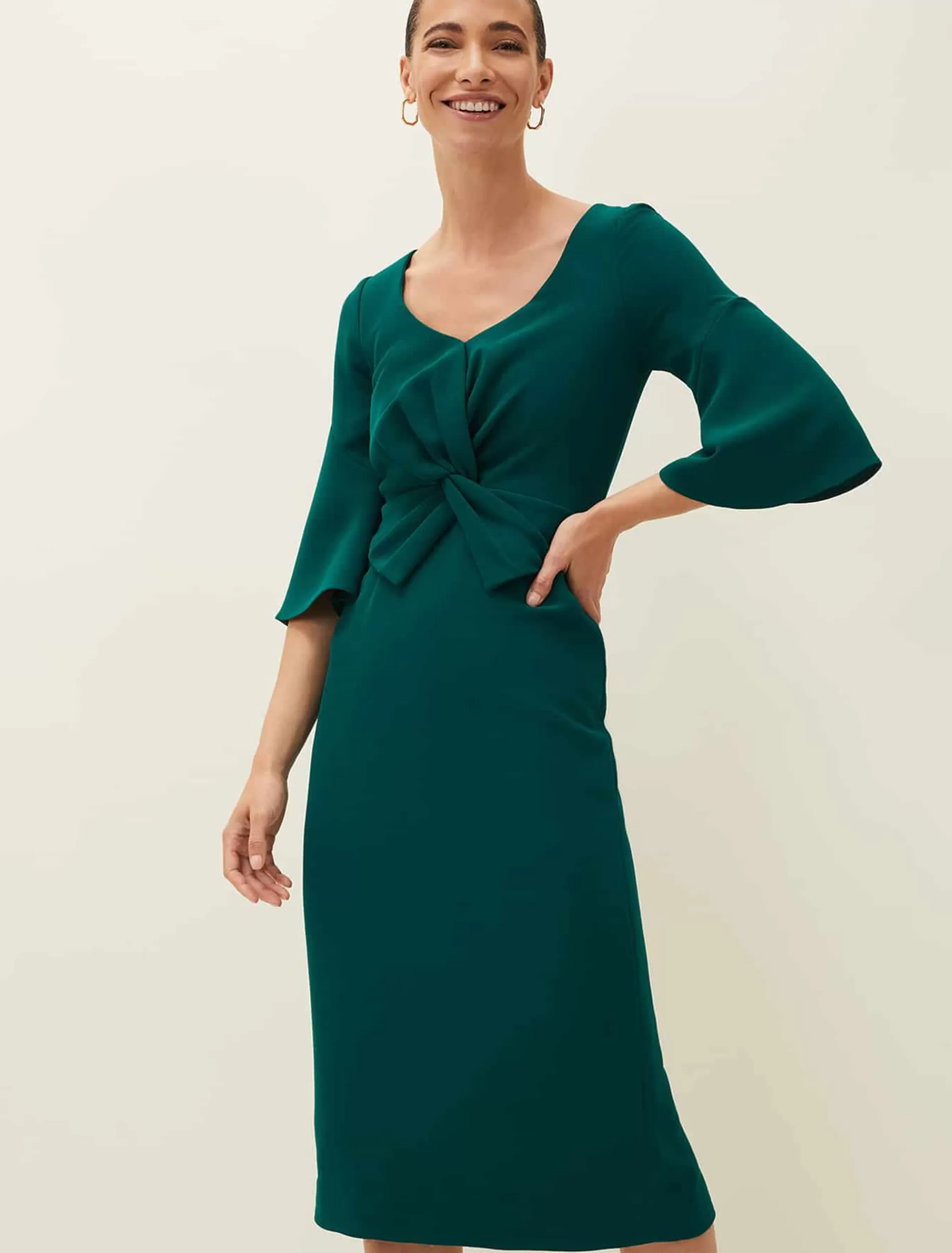 Phase Eight Layla Bow Midi Dress Emerald Best Sale