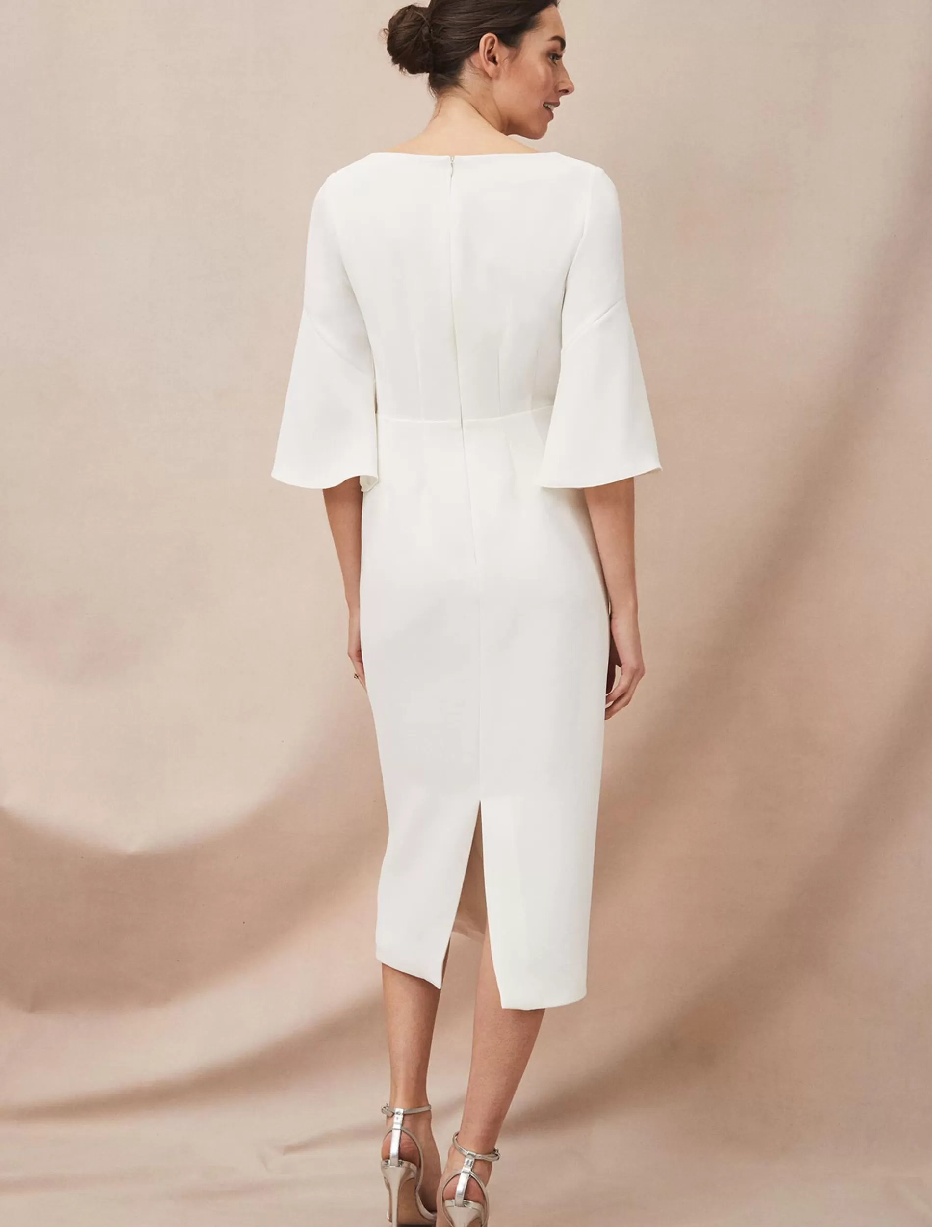 Phase Eight Layla Bow Midi Dress Oyster New