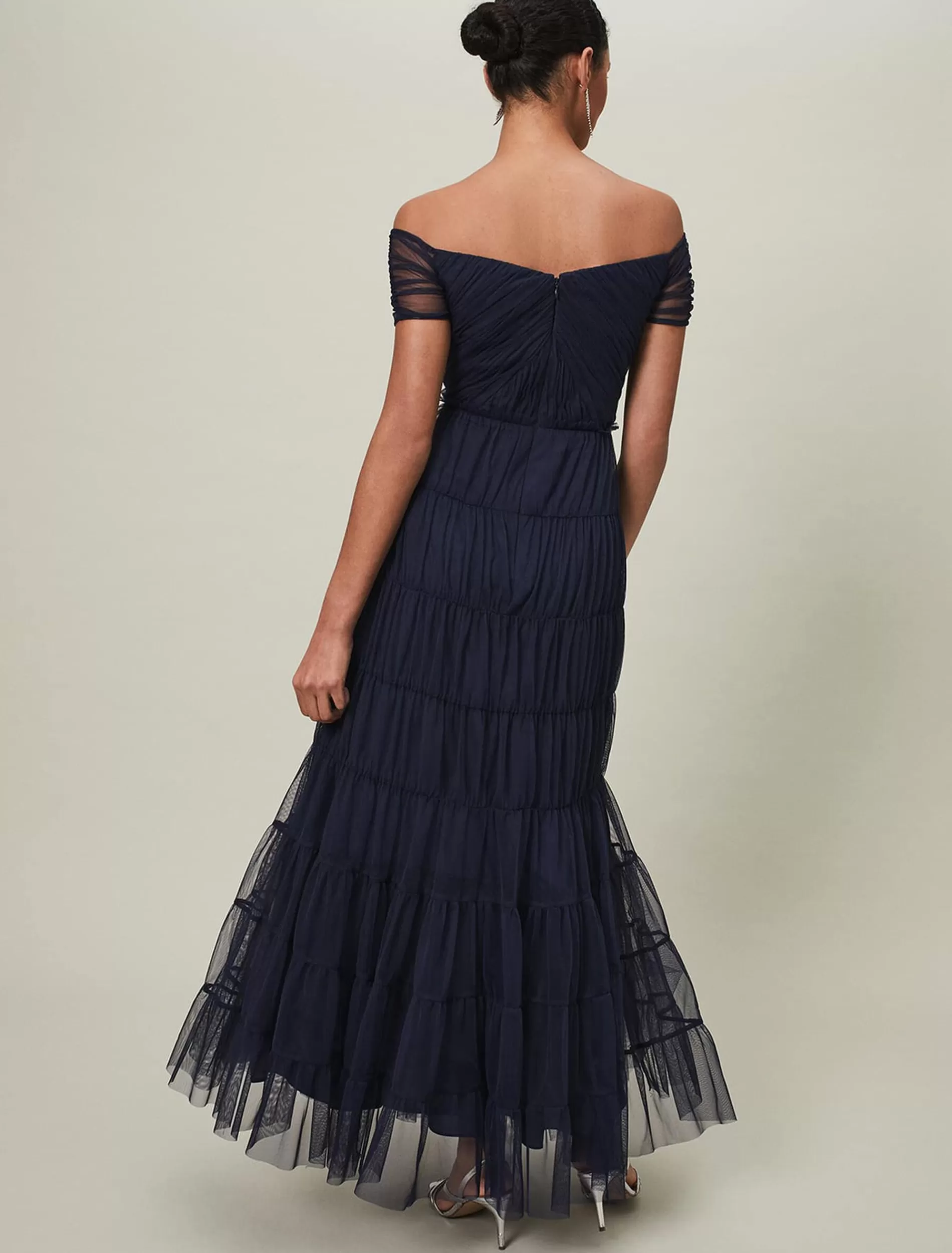 Phase Eight Layla Tulle Tiered Maxi Dress Navy Discount