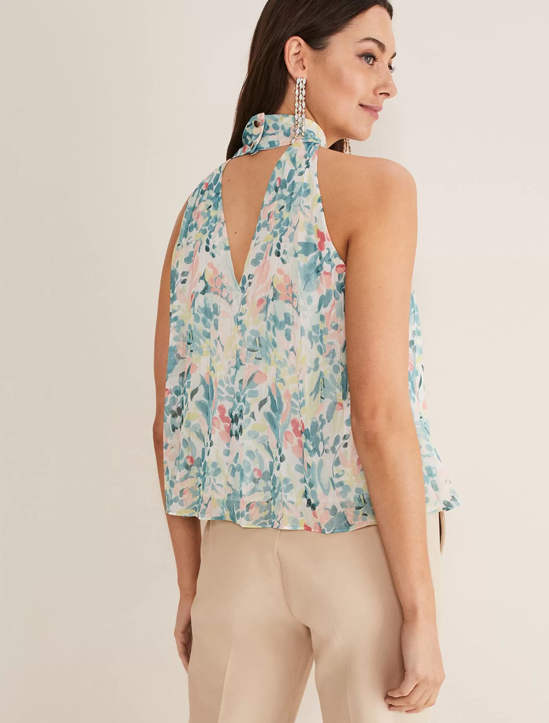 Phase Eight Lea Floral Pleat Blouse Pastels/Multi Cheap