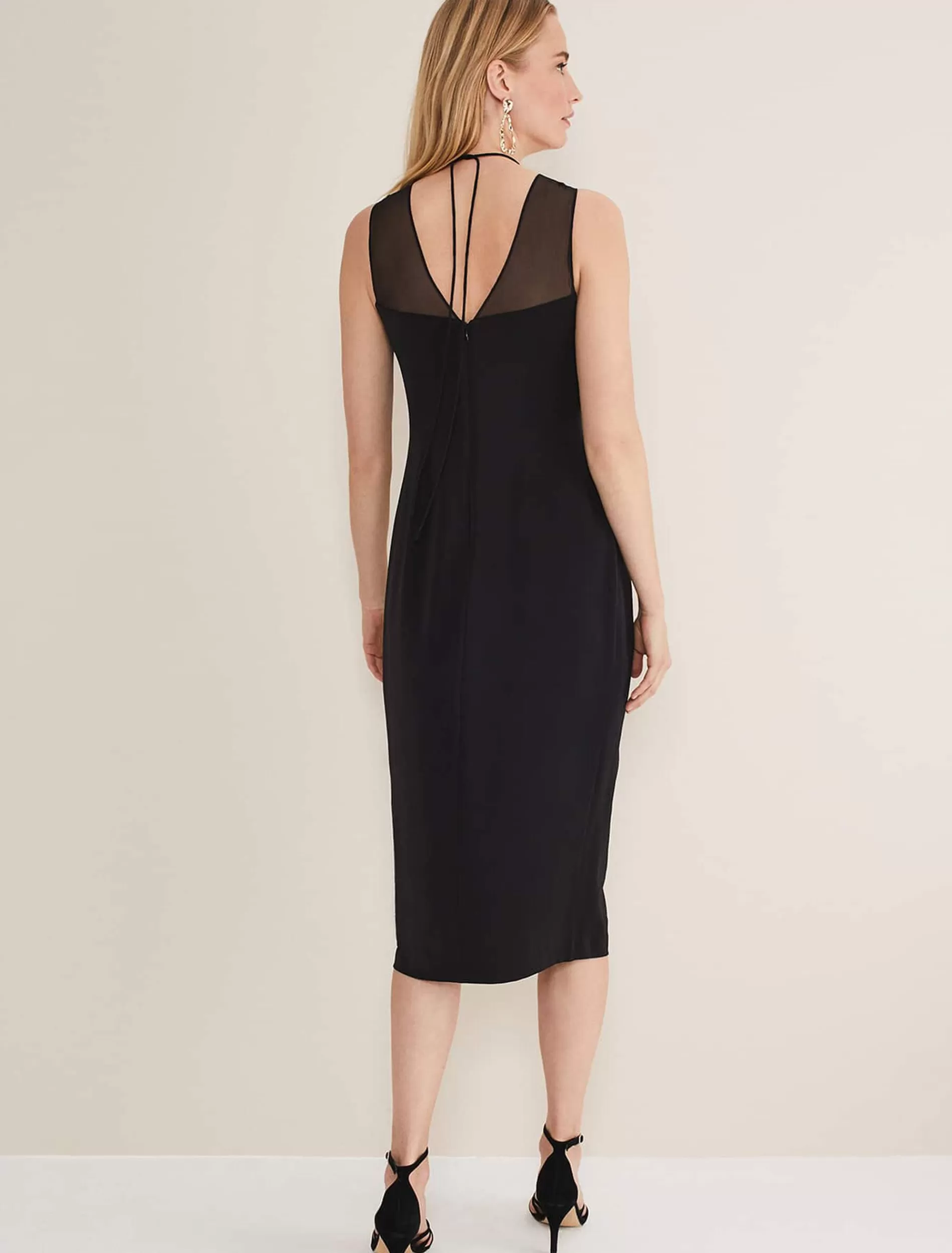 Phase Eight Leah Ruched Midi Dress Black Outlet