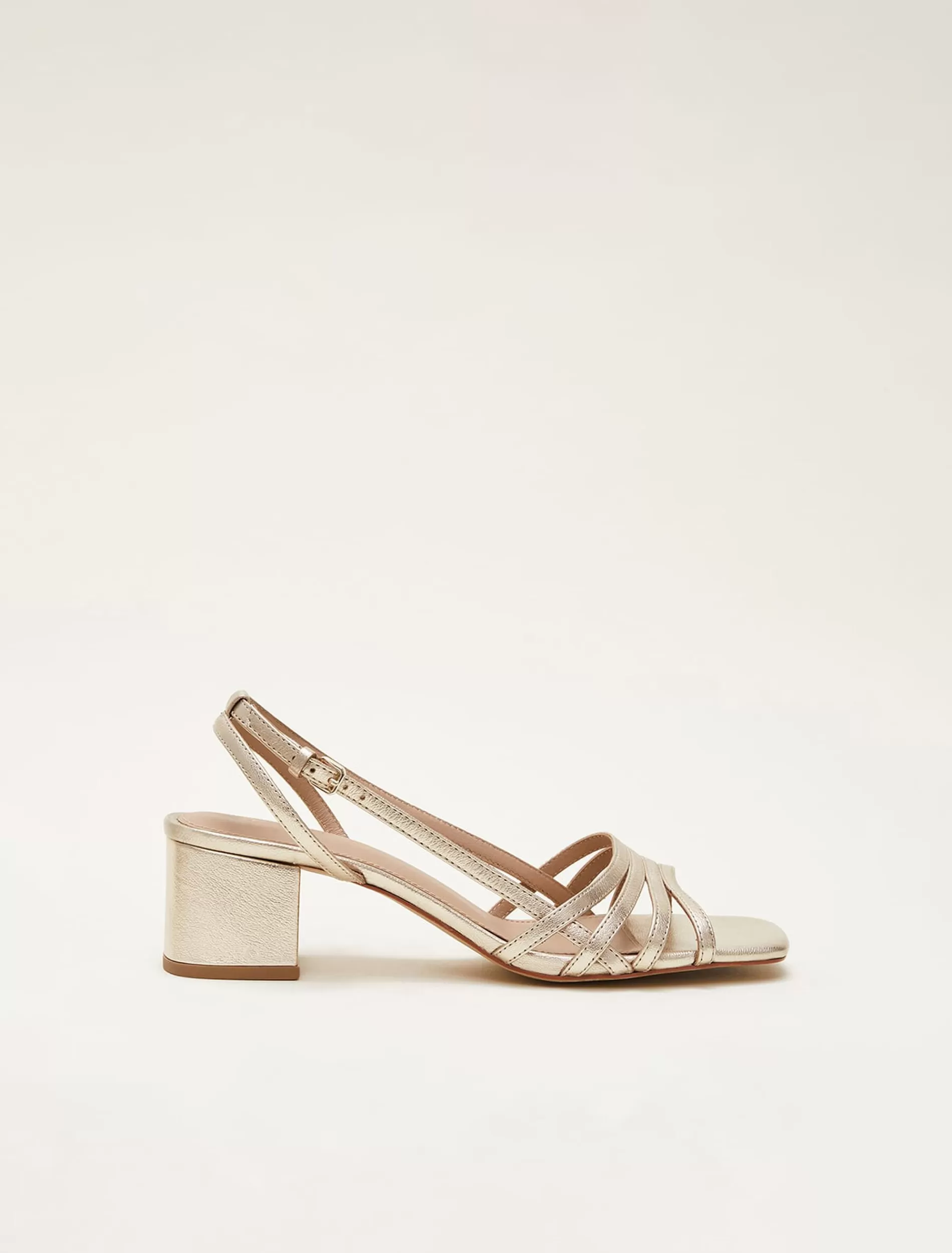 Phase Eight Leather Block Heels Gold Cheap