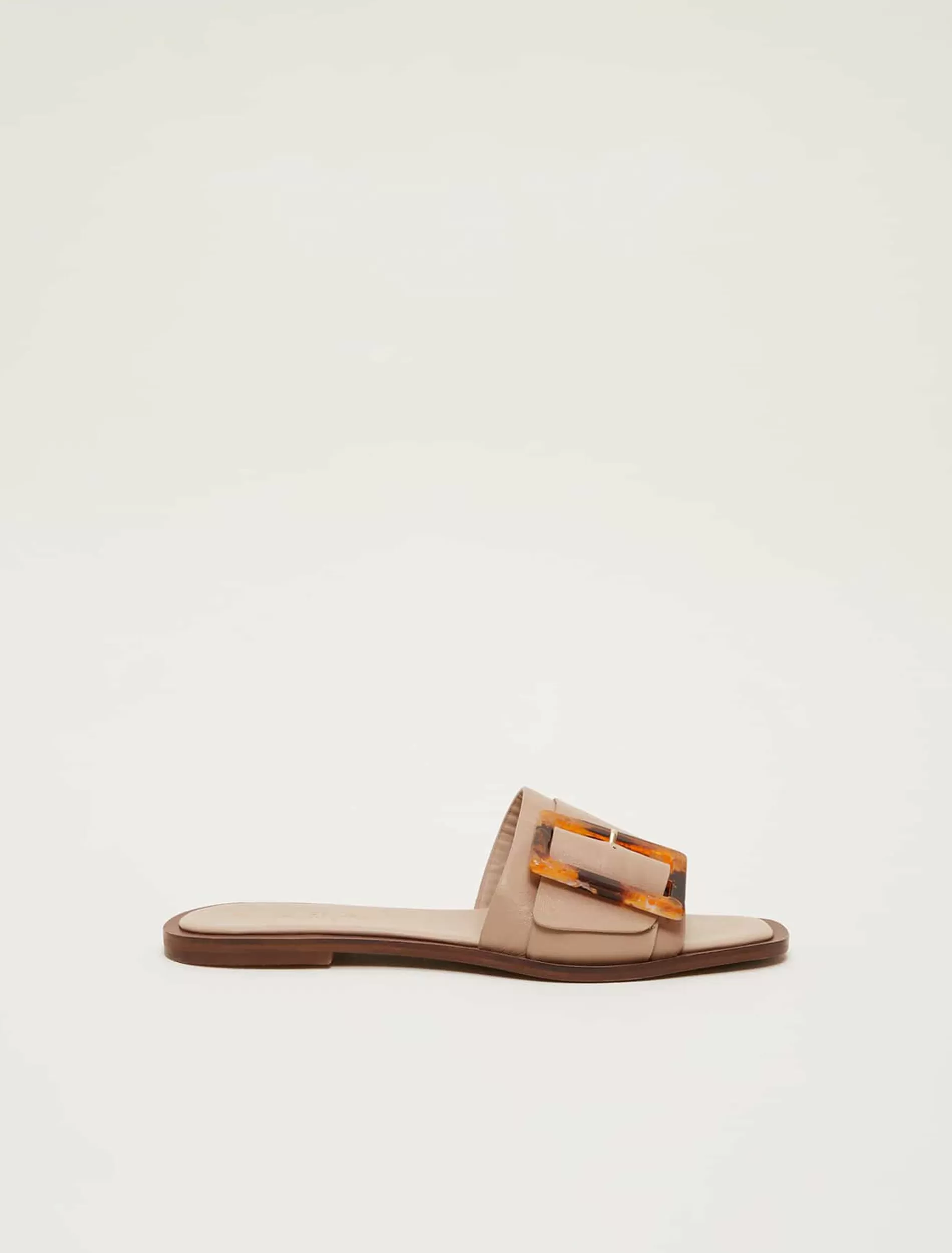 Phase Eight Leather Buckle Flat Sandals Neutral Sale