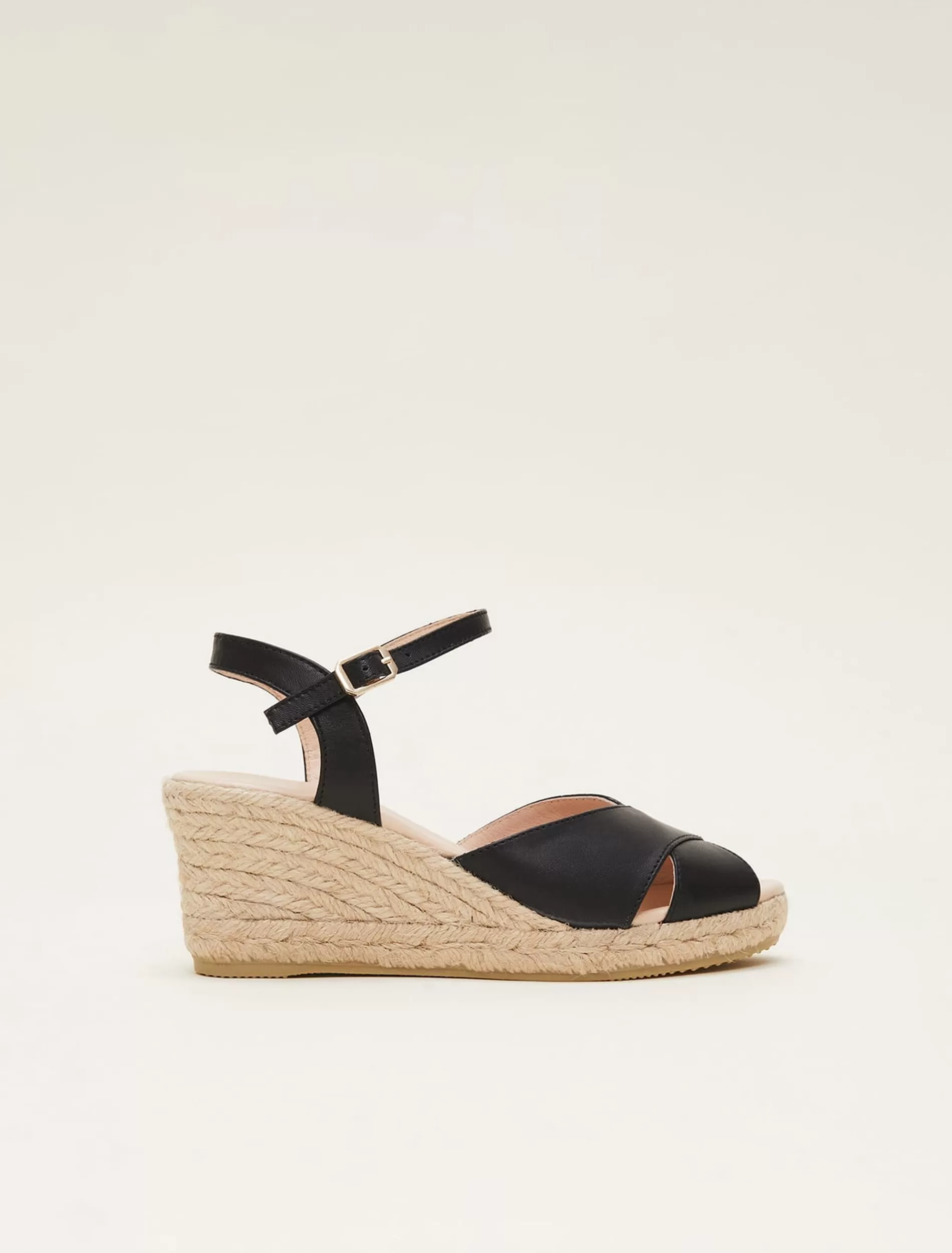 Phase Eight Leather Cross Front Espadrilles Black Best Sale