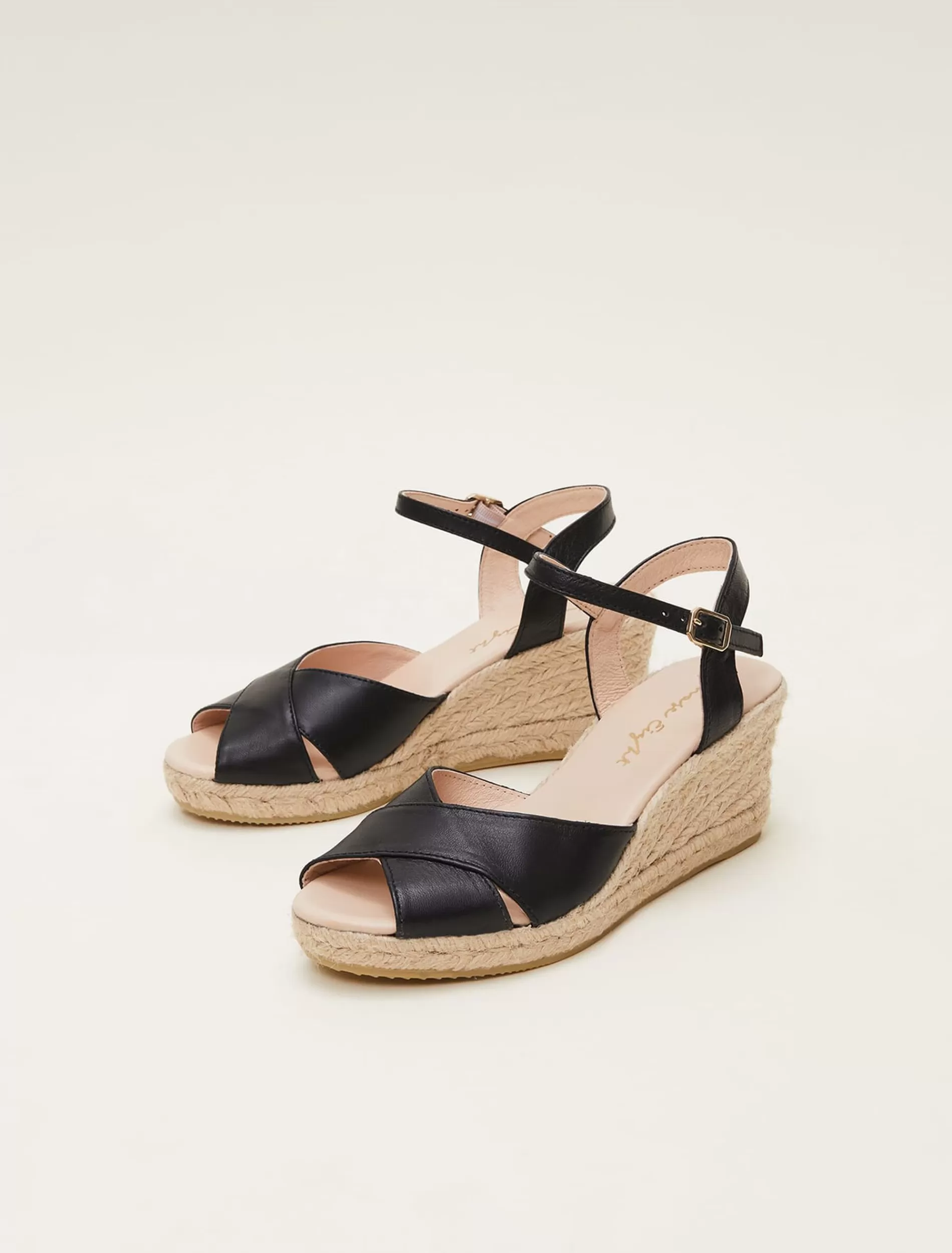 Phase Eight Leather Cross Front Espadrilles Black Best Sale
