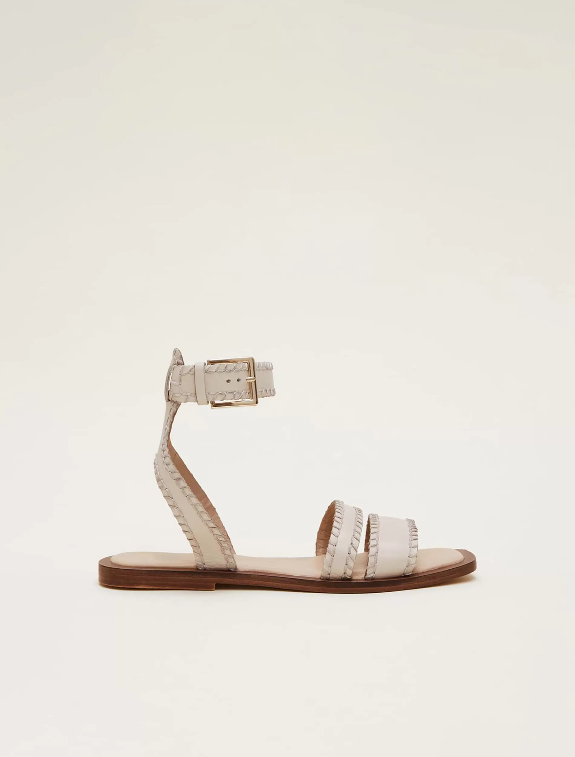 Phase Eight Leather Flat Sandals Cream Flash Sale
