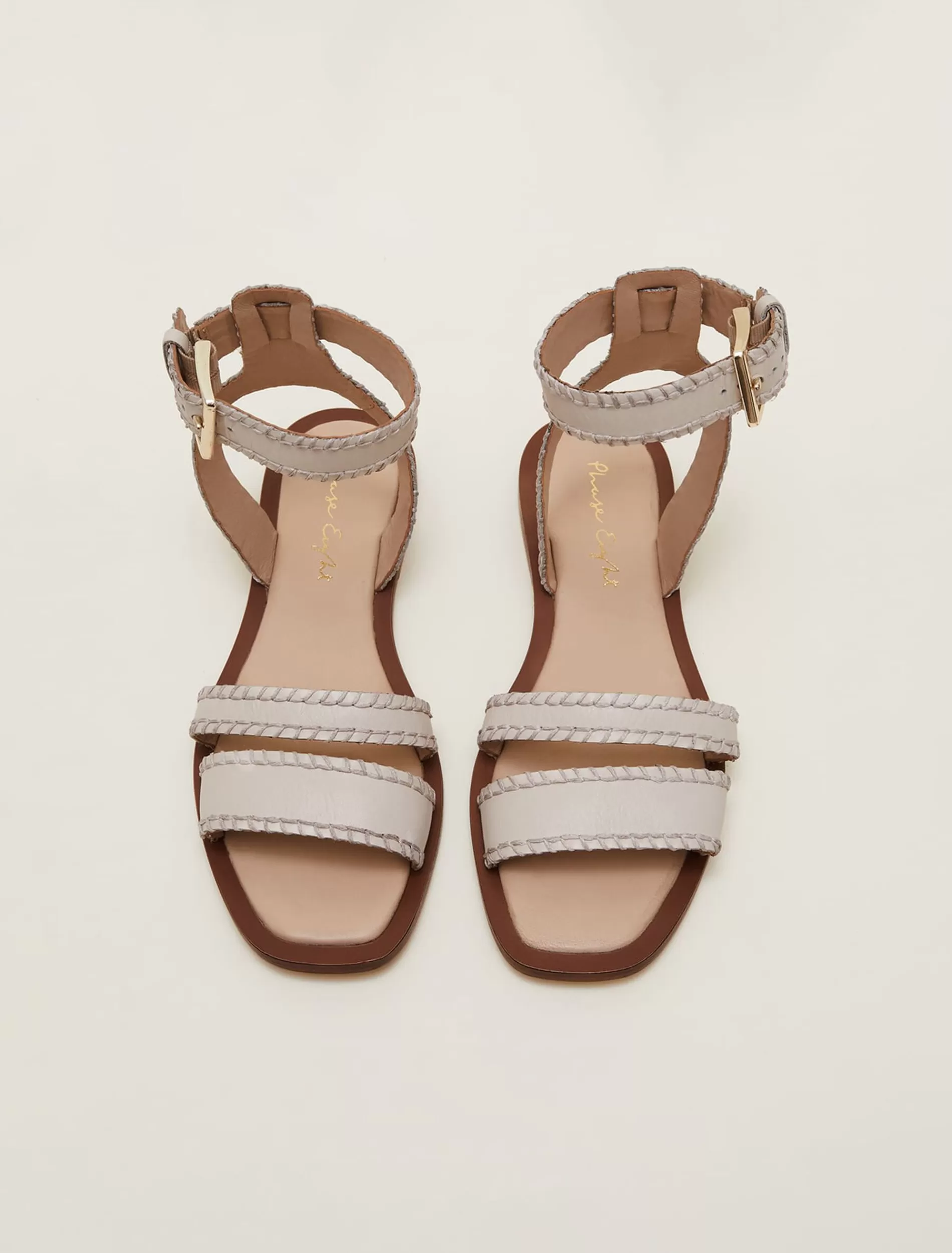 Phase Eight Leather Flat Sandals Cream Flash Sale