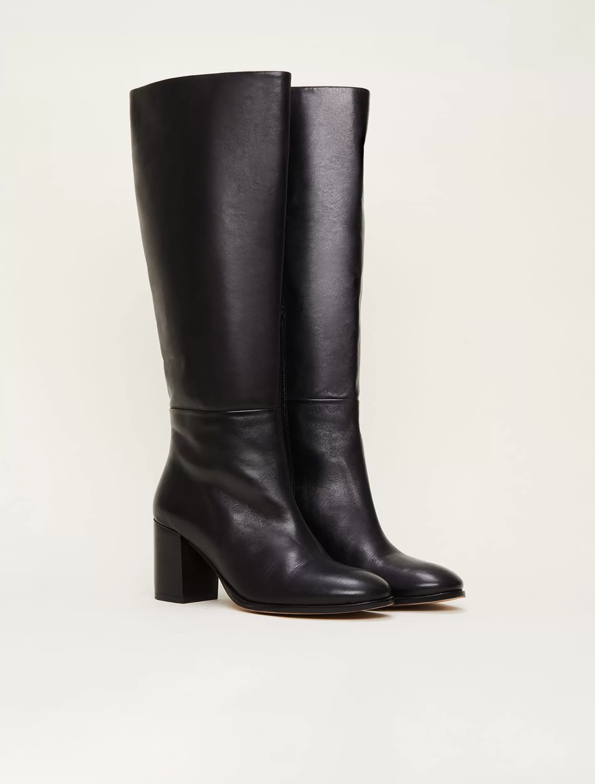 Phase Eight Leather Knee High Boots Black Discount