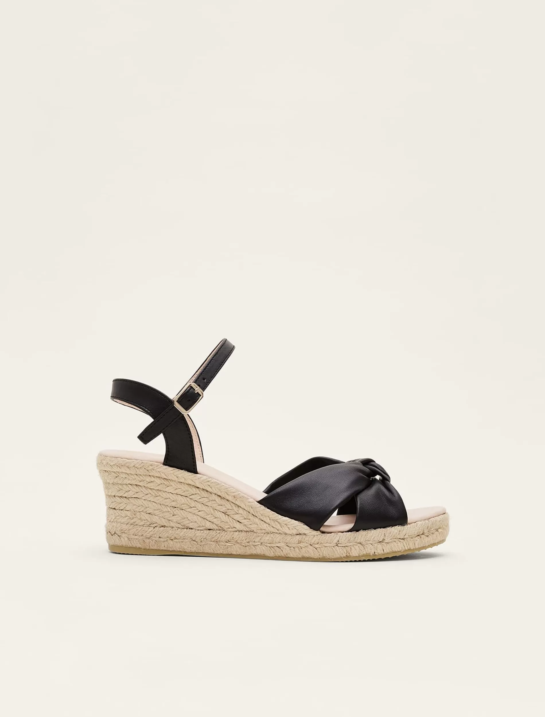Phase Eight Leather Knot Espadrille Black Hot
