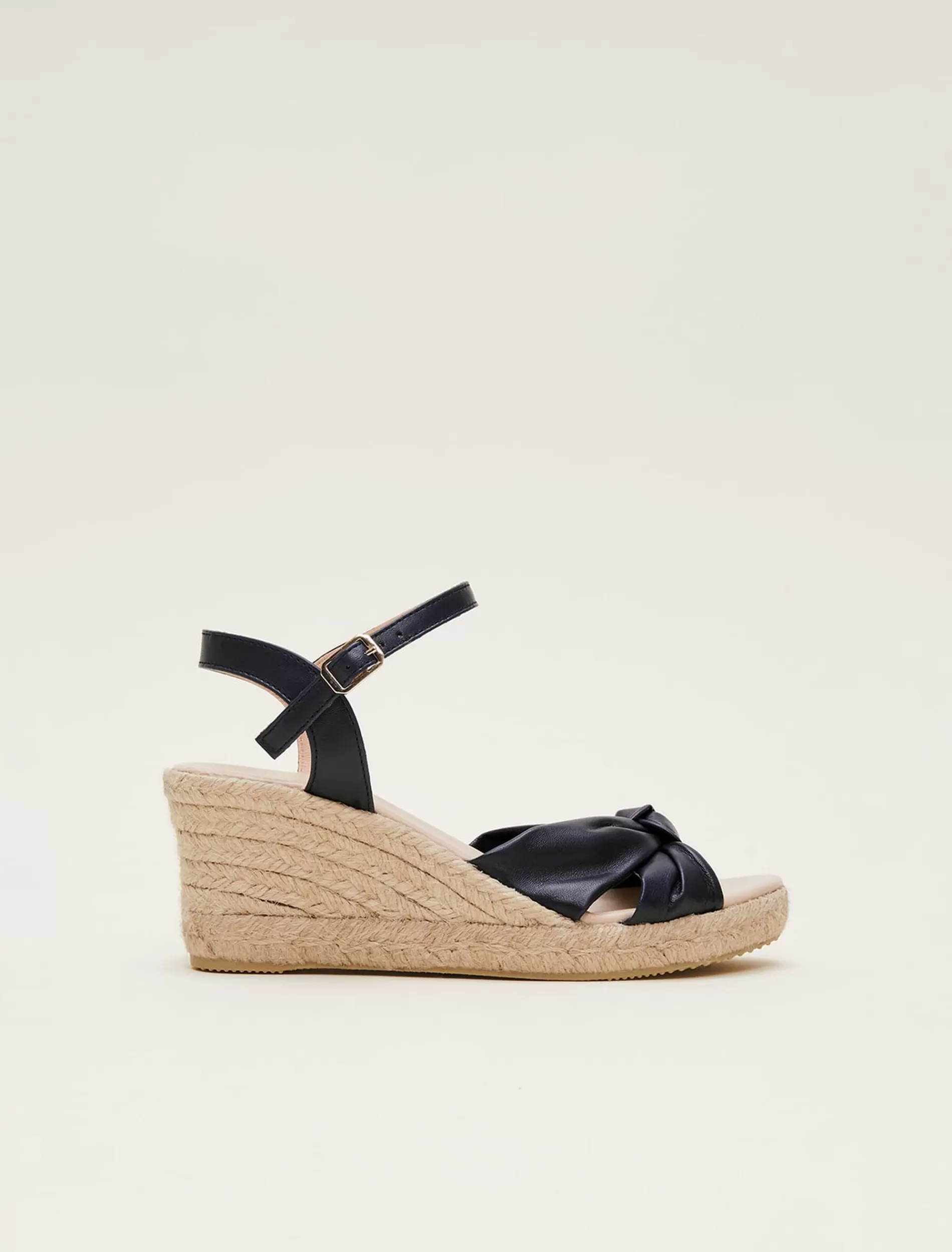 Phase Eight Leather Knot Front Espadrilles Navy Shop