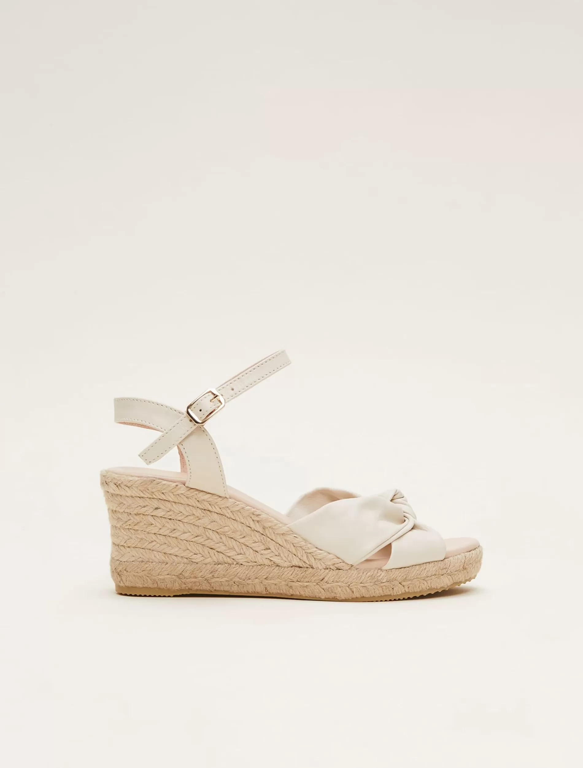 Phase Eight Leather Knot Front Espadrilles Ivory Best