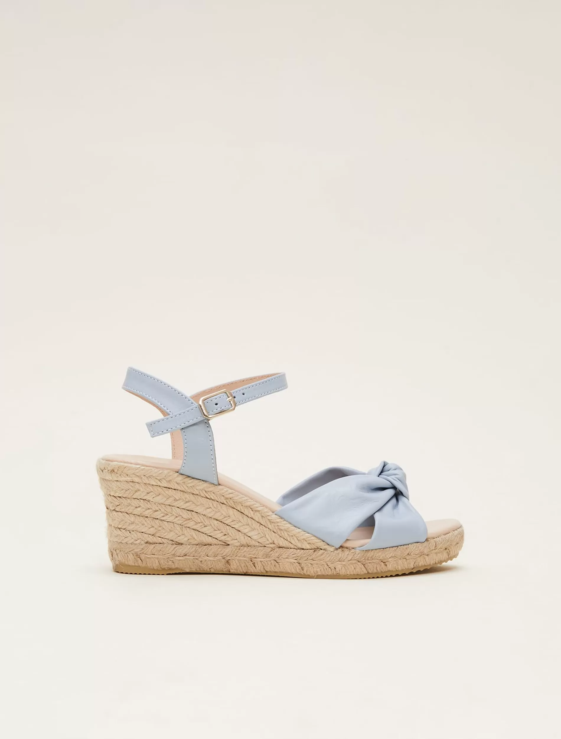 Phase Eight Leather Knot Front Espadrilles Cornflower Outlet