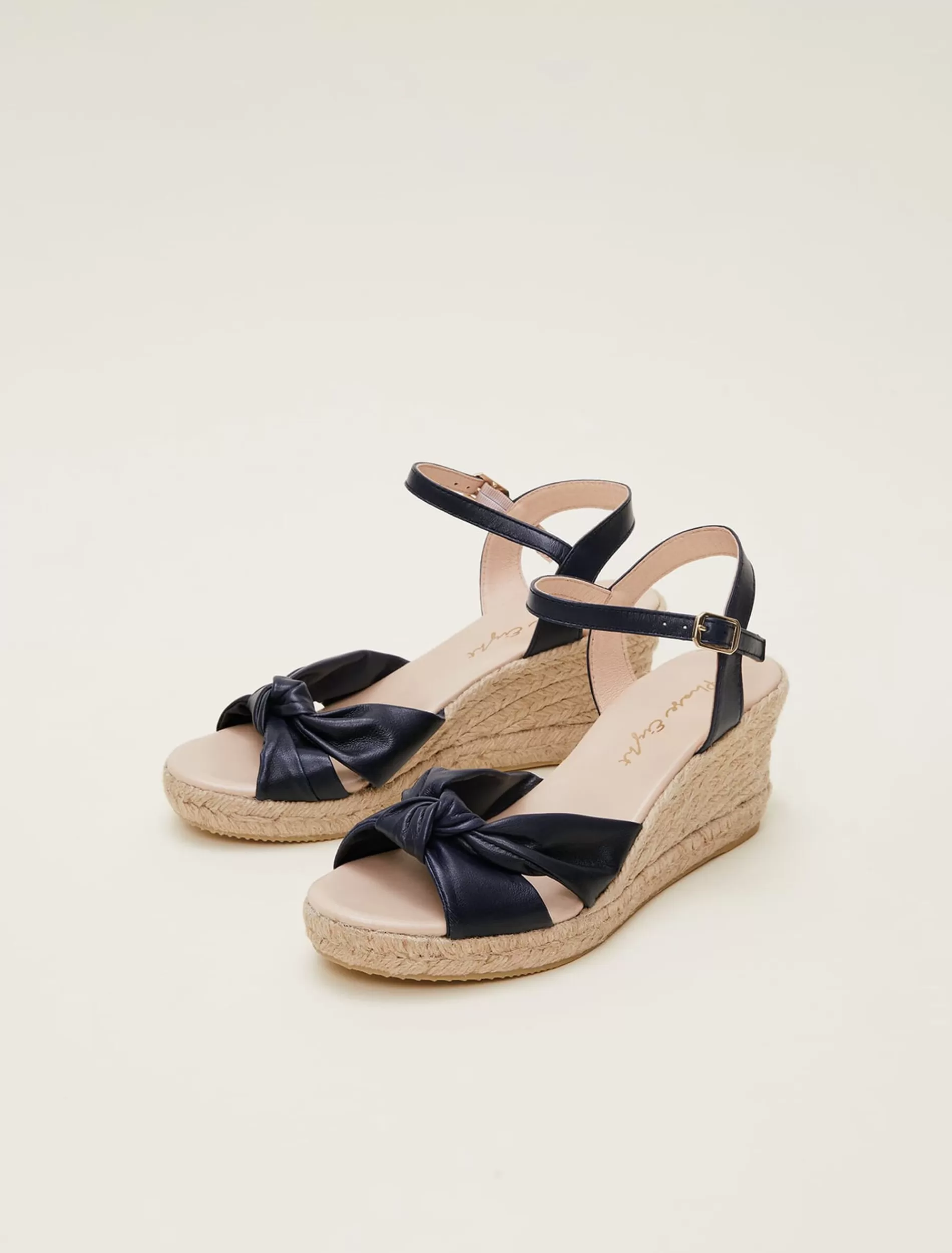 Phase Eight Leather Knot Front Espadrilles Navy Shop