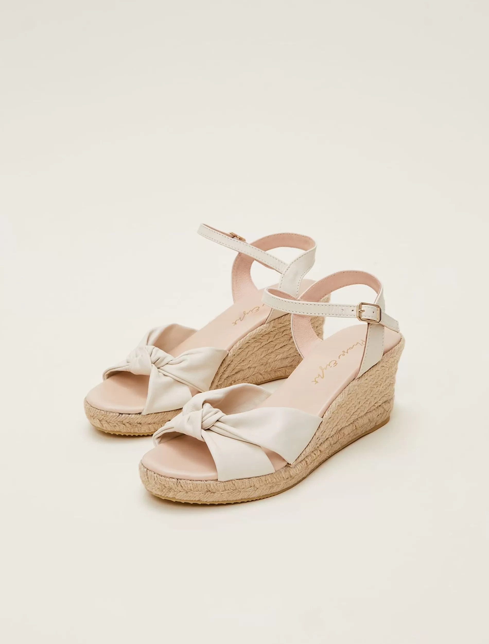 Phase Eight Leather Knot Front Espadrilles Ivory Best