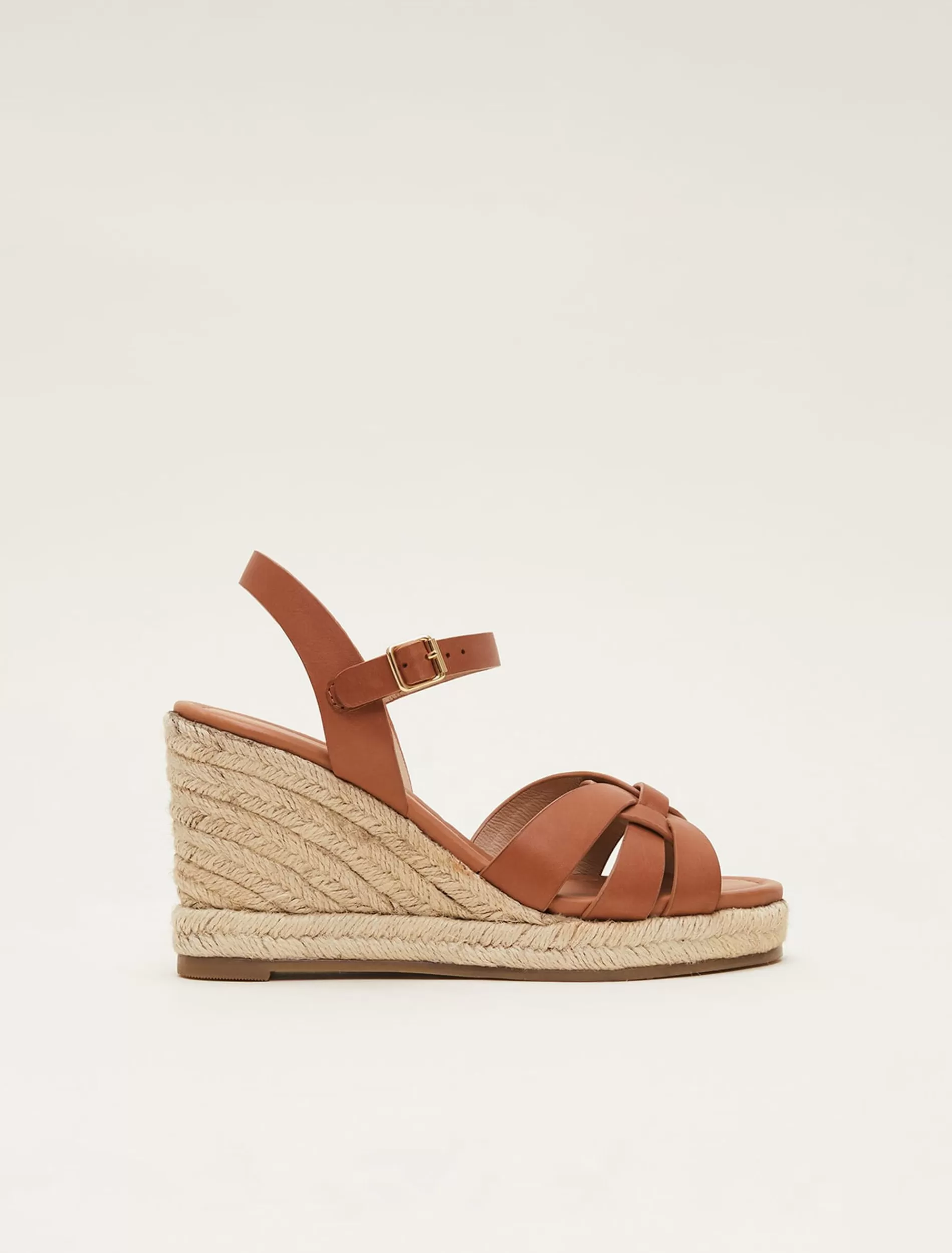 Phase Eight Leather Multi Strap Wedge Espadrille Tan Hot