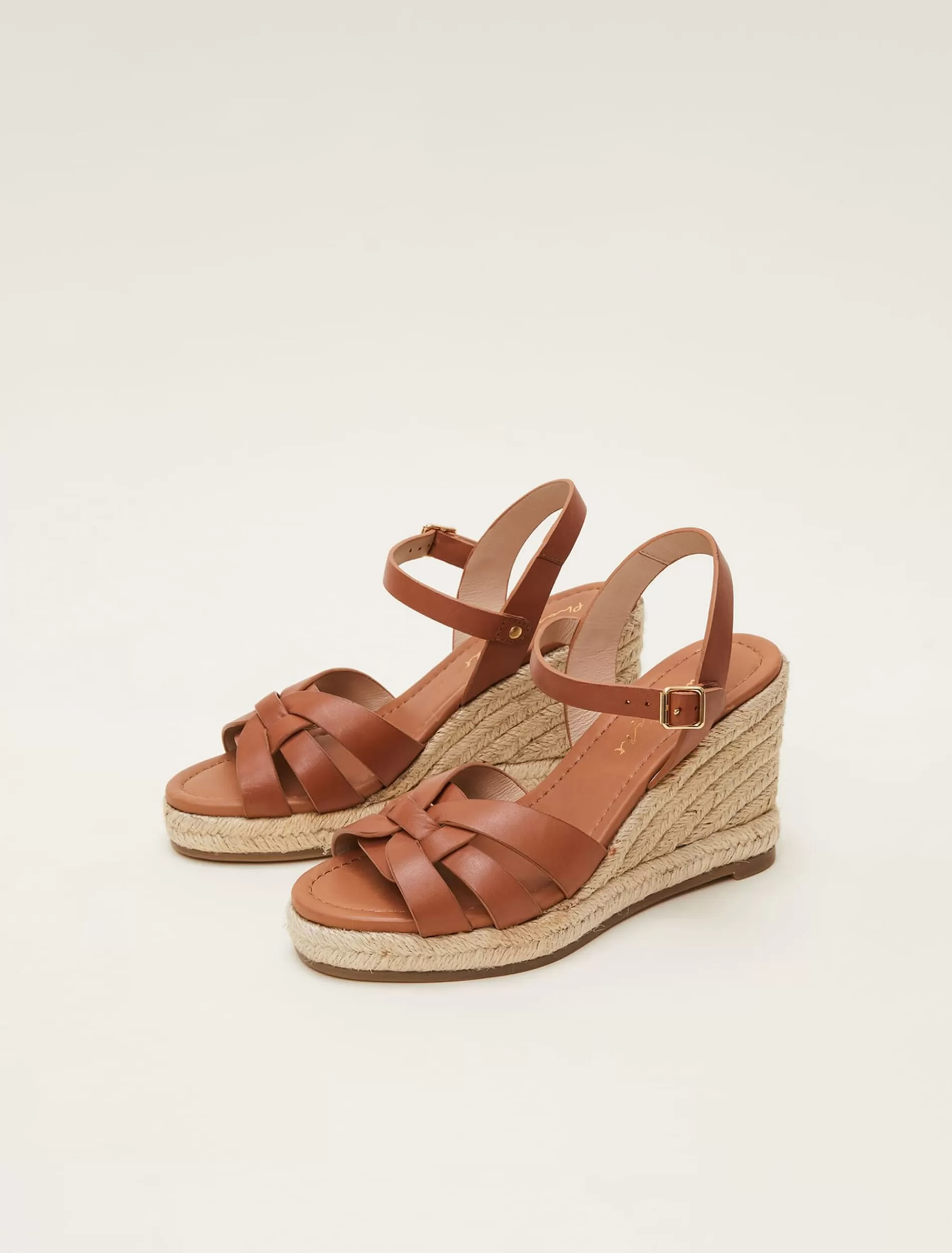 Phase Eight Leather Multi Strap Wedge Espadrille Tan Hot