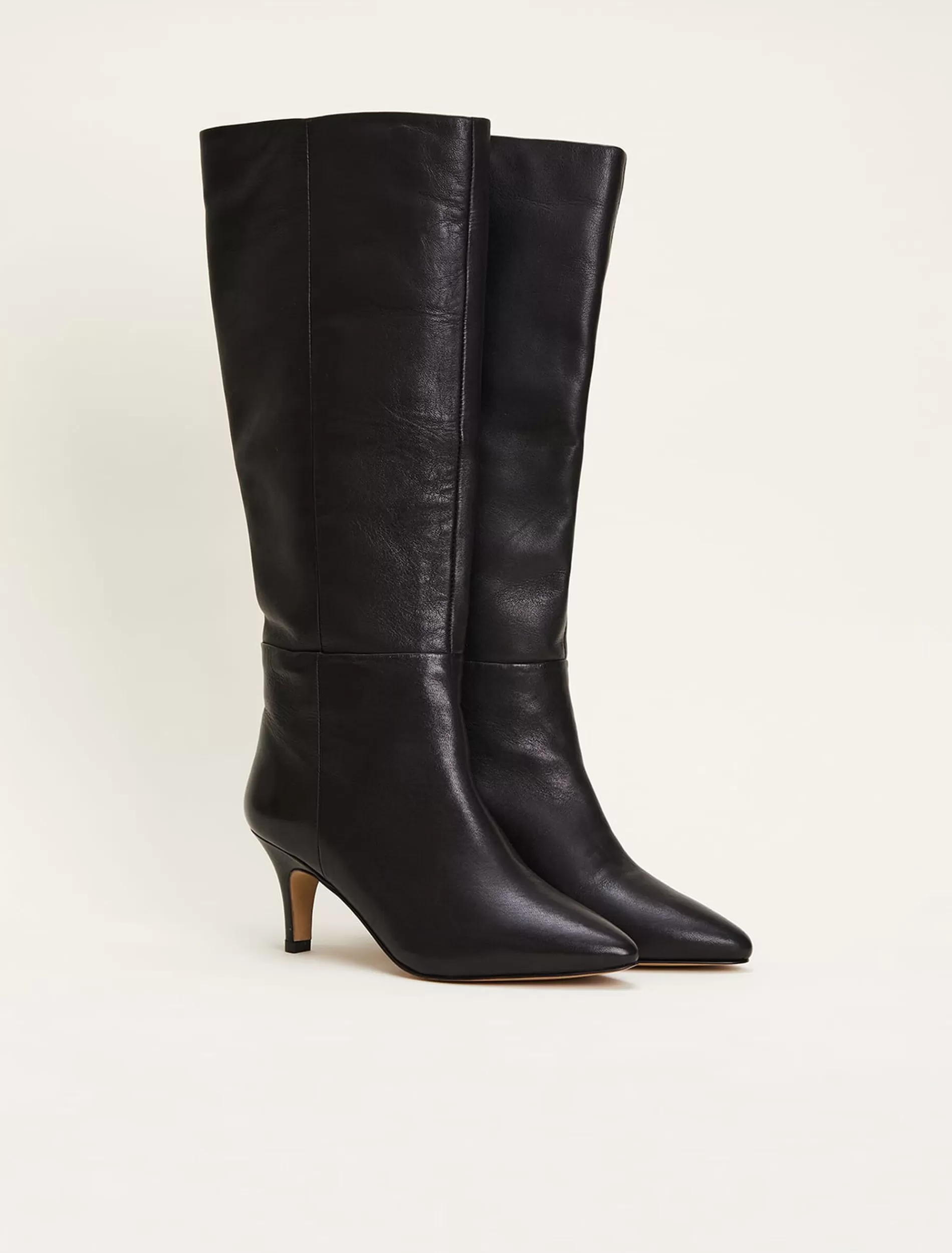 Phase Eight Leather Panelled Knee High Boot Black Sale