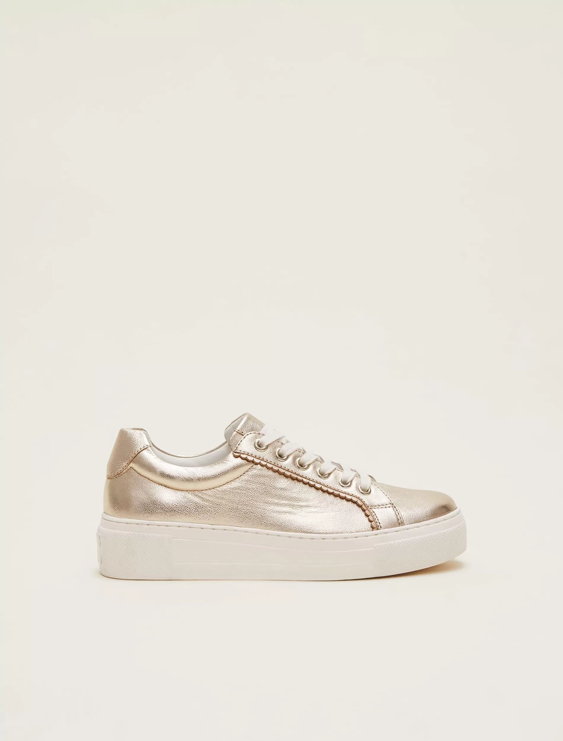 Phase Eight Leather Platform Trainers Gold Store