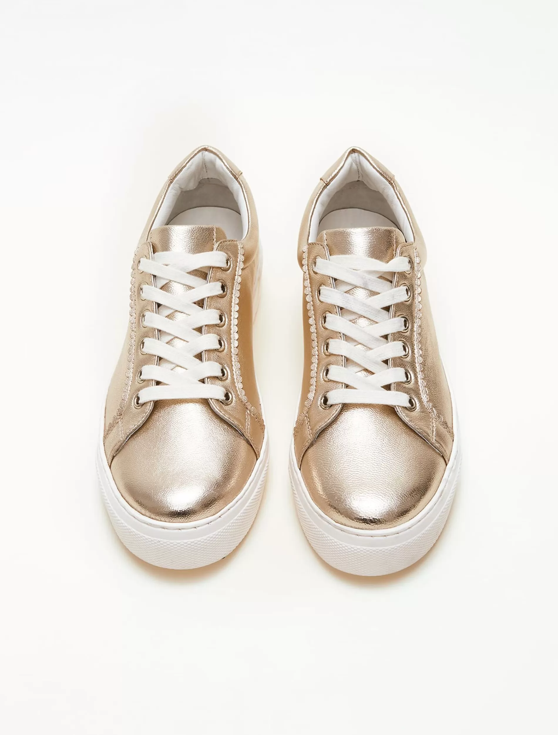Phase Eight Leather Platform Trainers Gold Store