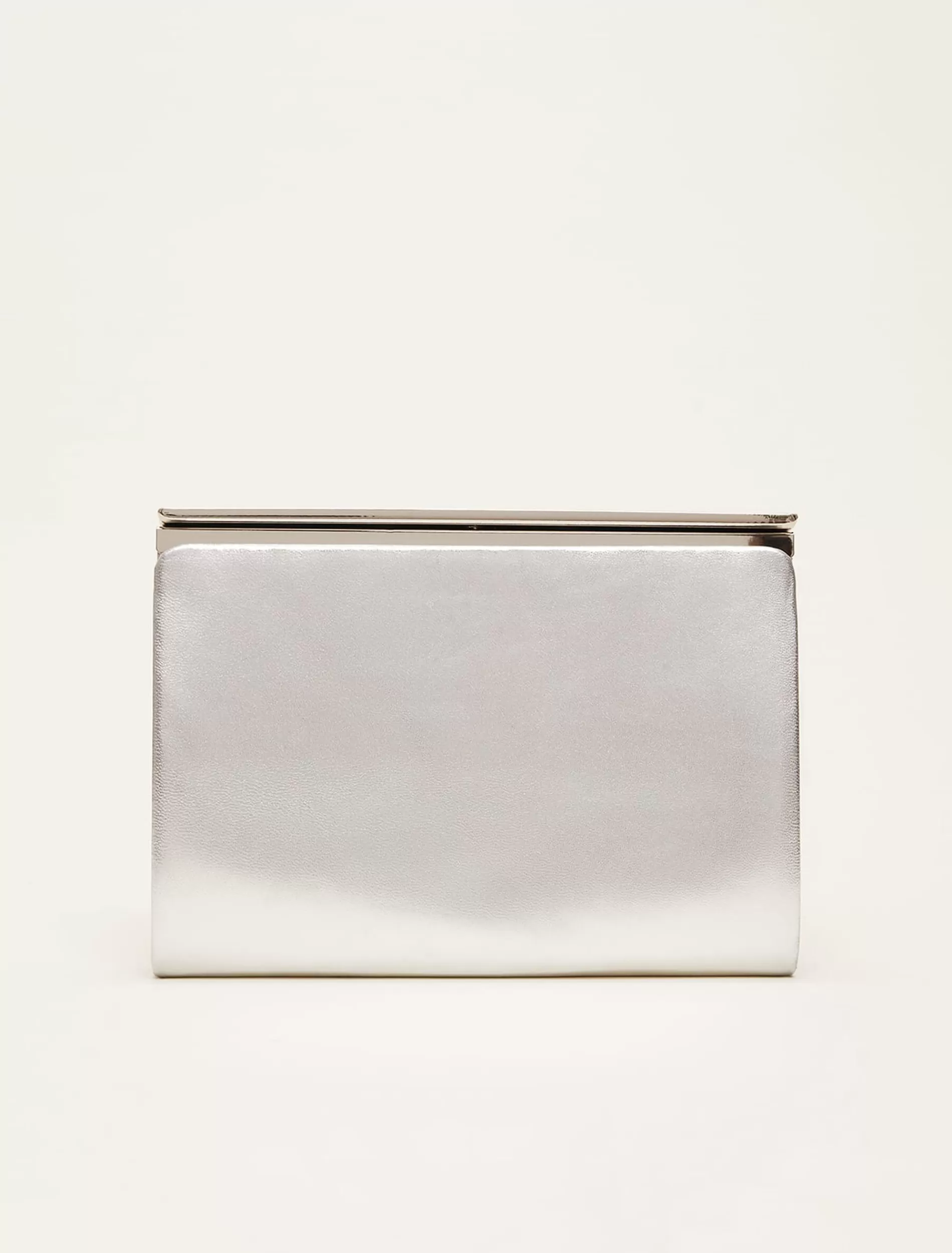 Phase Eight Leather Slim Clutch Bag Silver Shop