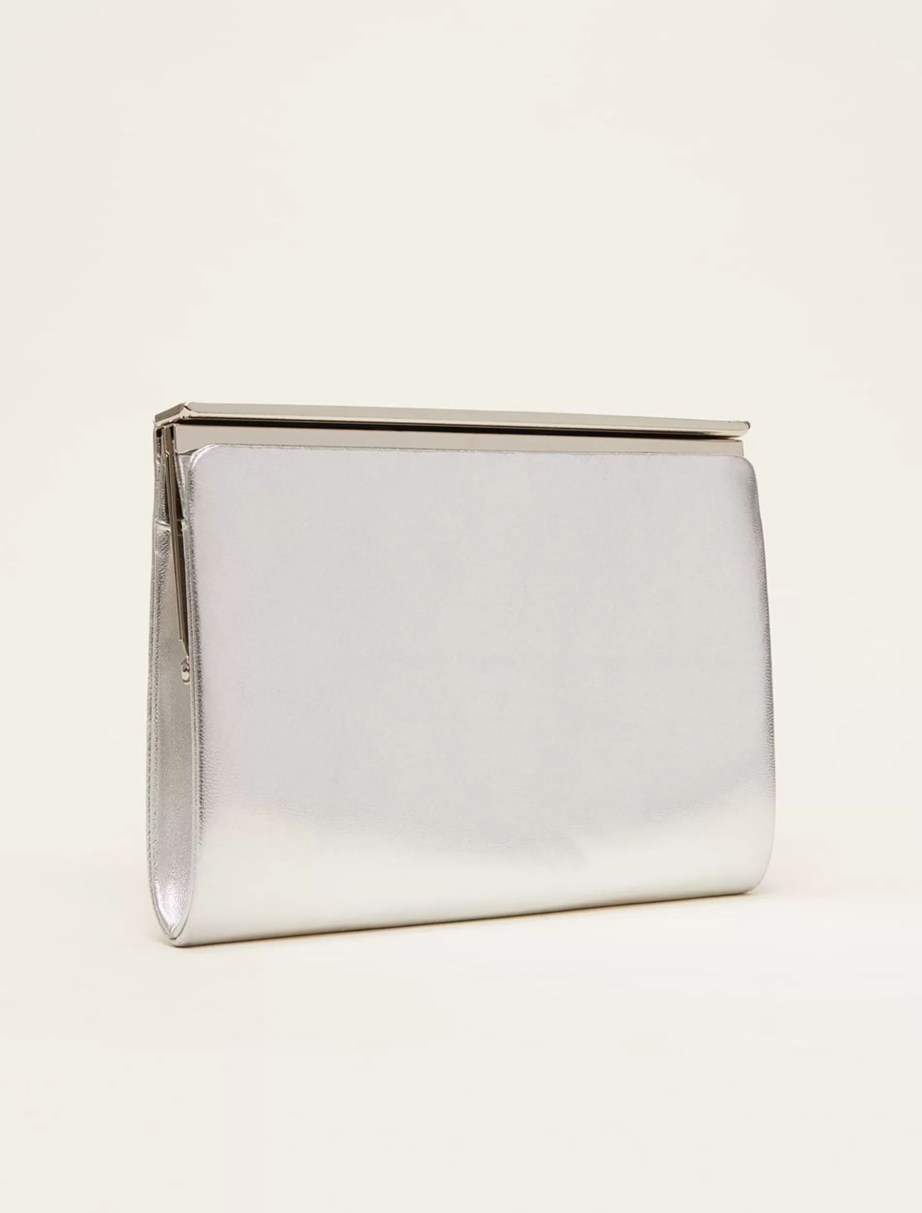 Phase Eight Leather Slim Clutch Bag Silver Shop