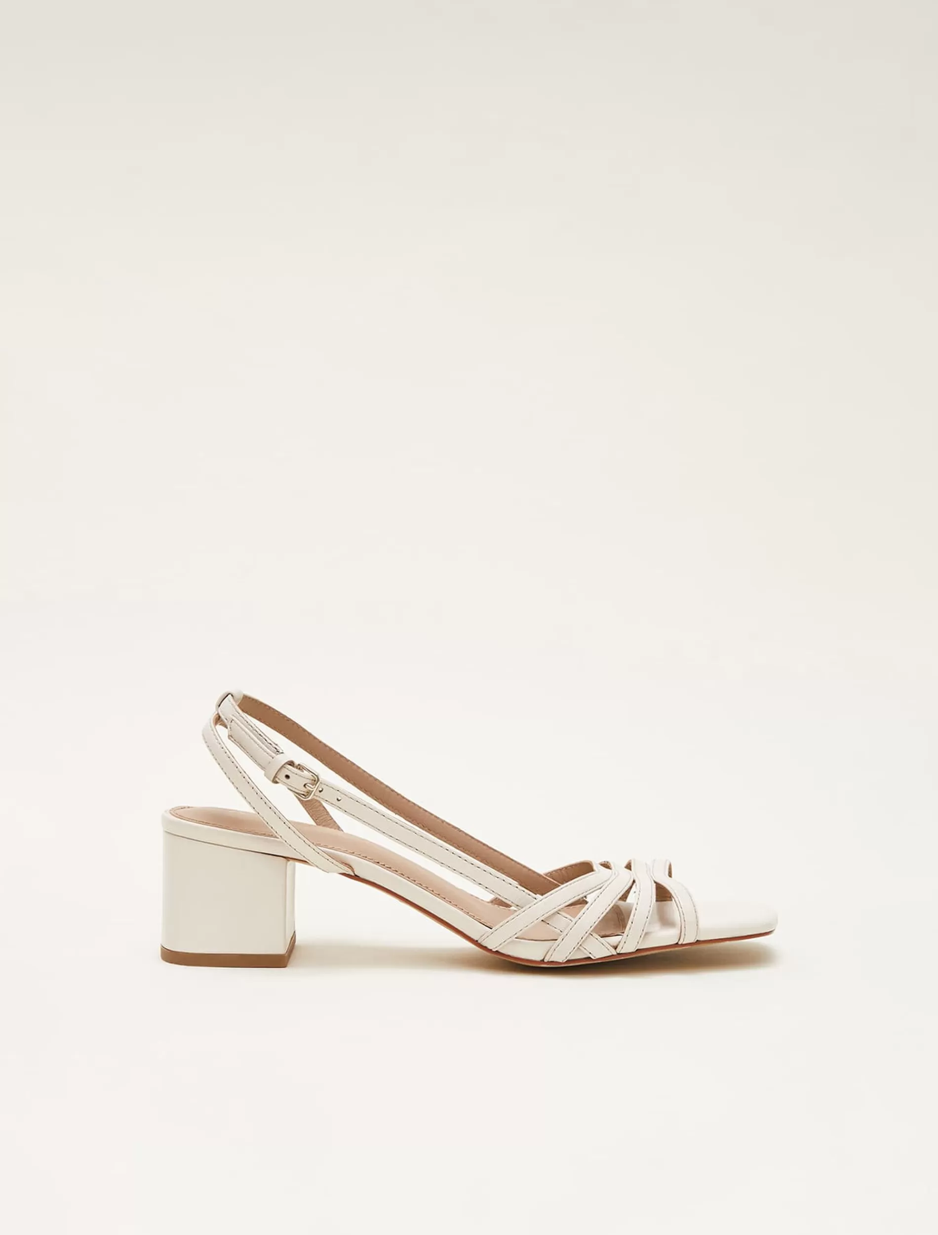 Phase Eight Leather Slingback Block Heel Sandal Cream Cheap