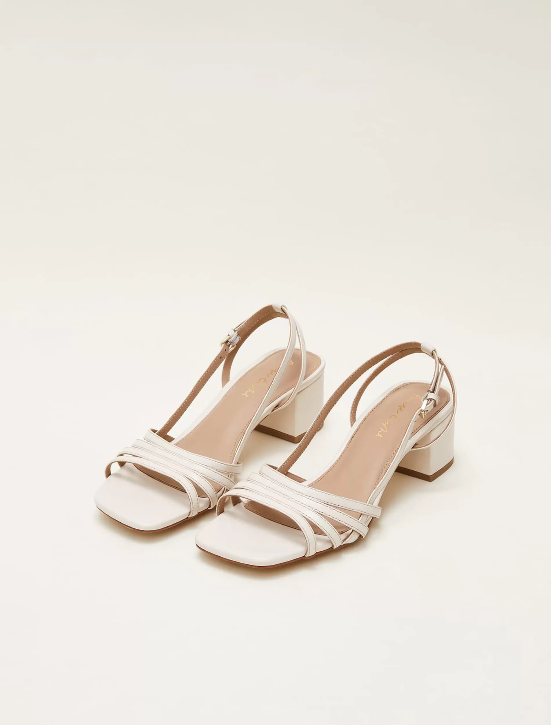 Phase Eight Leather Slingback Block Heel Sandal Cream Cheap