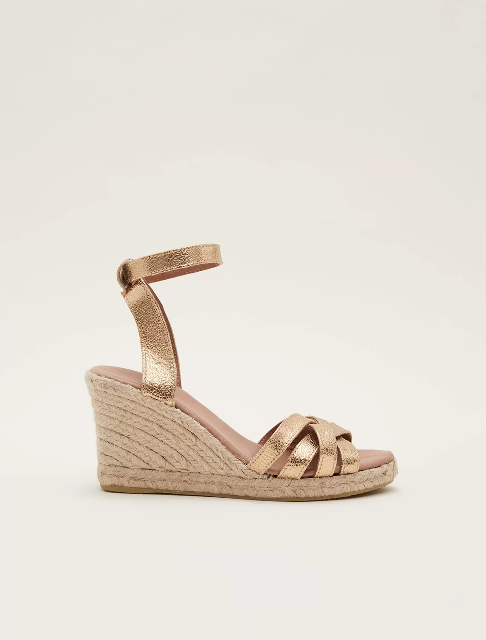 Phase Eight Leather Strappy Espadrille Gold Flash Sale