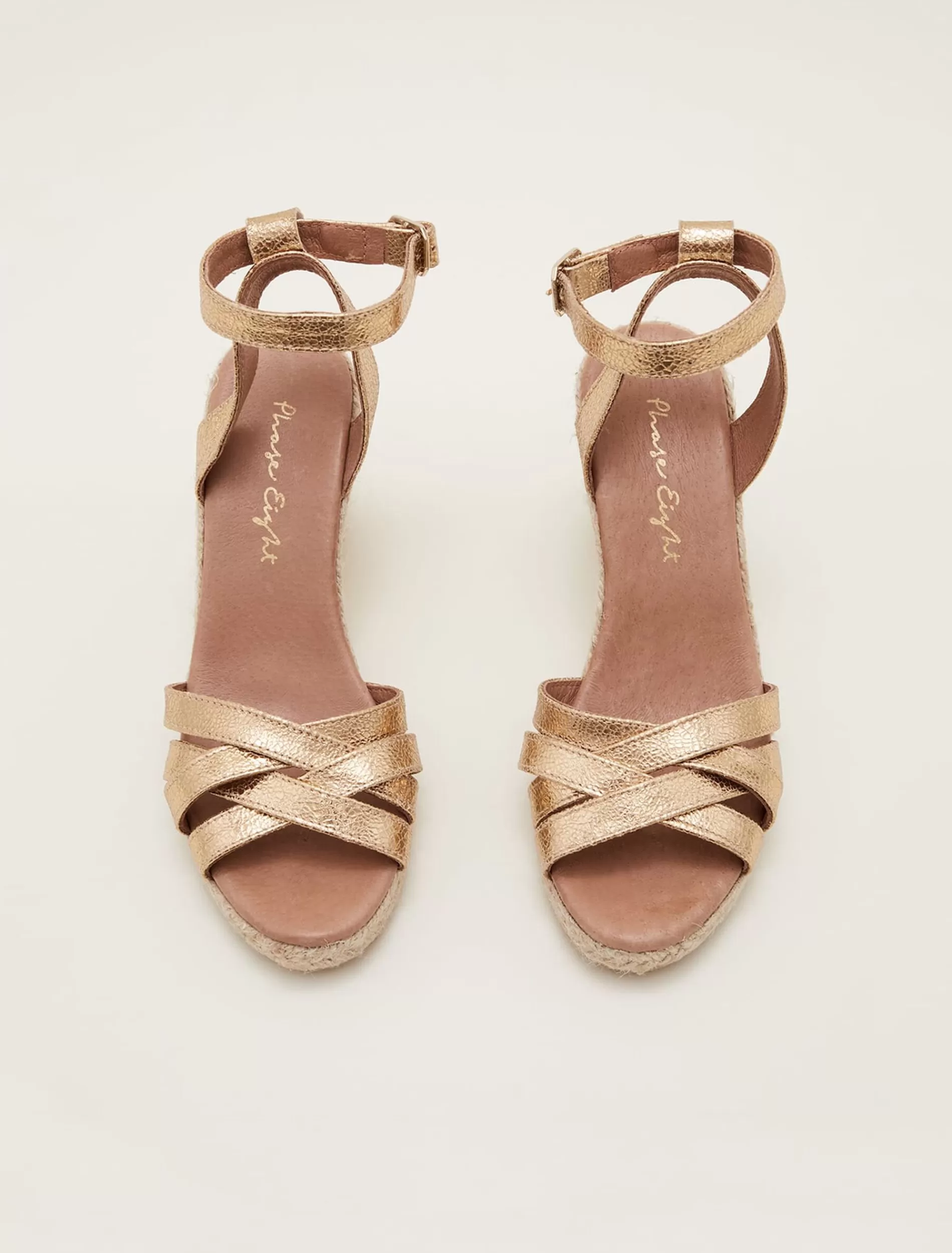 Phase Eight Leather Strappy Espadrille Gold Flash Sale