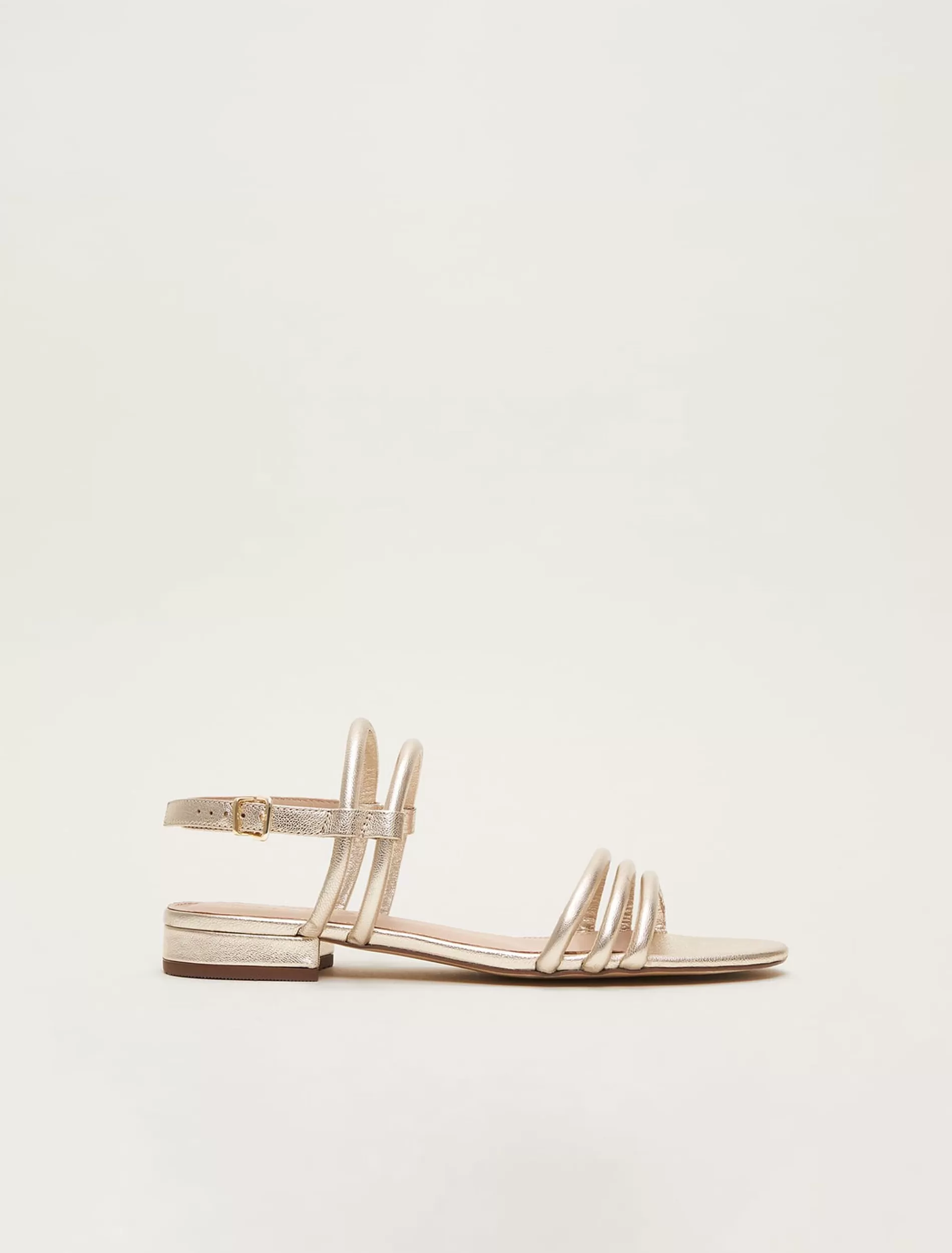 Phase Eight Leather Strappy Flat Sandal Gold Store