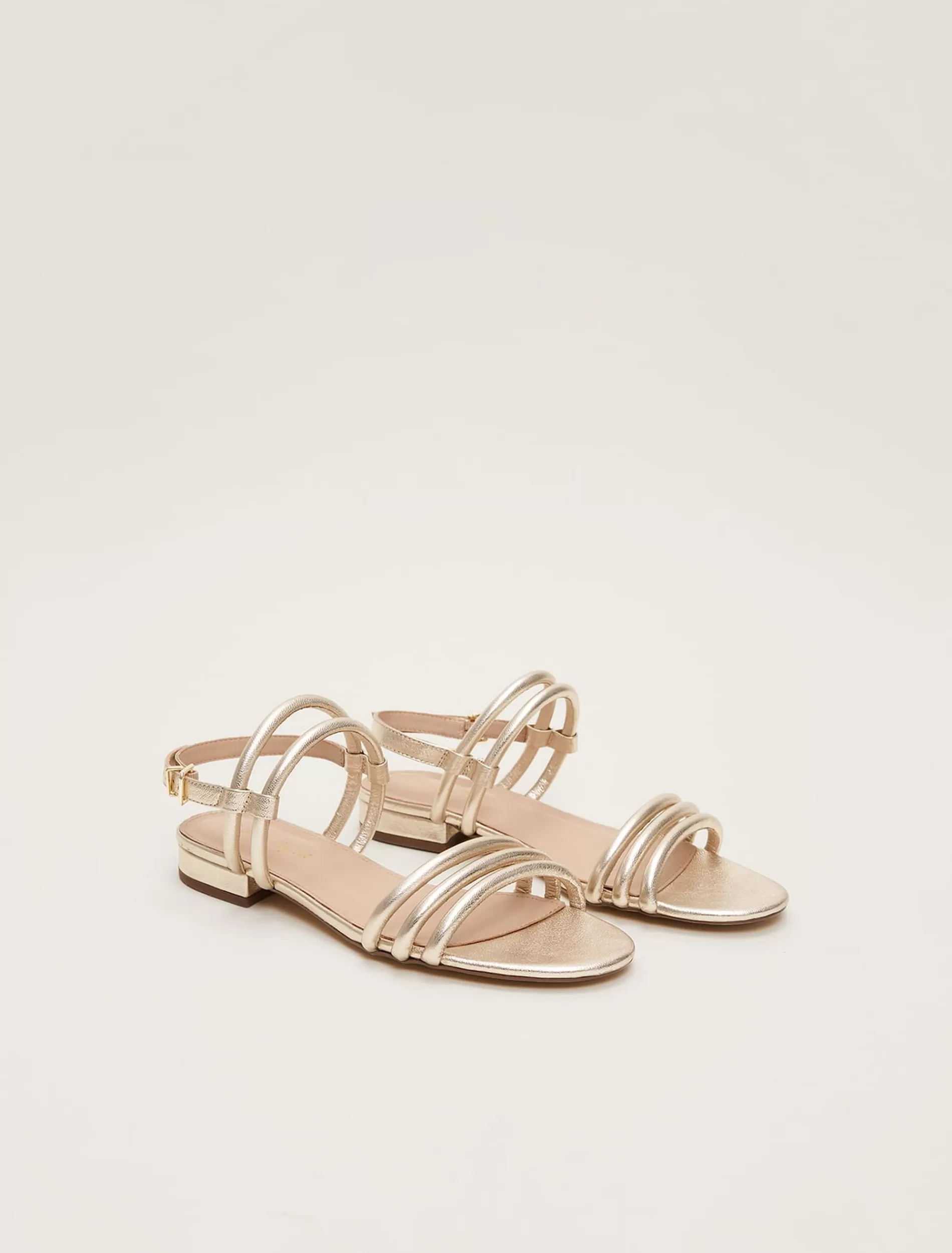 Phase Eight Leather Strappy Flat Sandal Gold Store