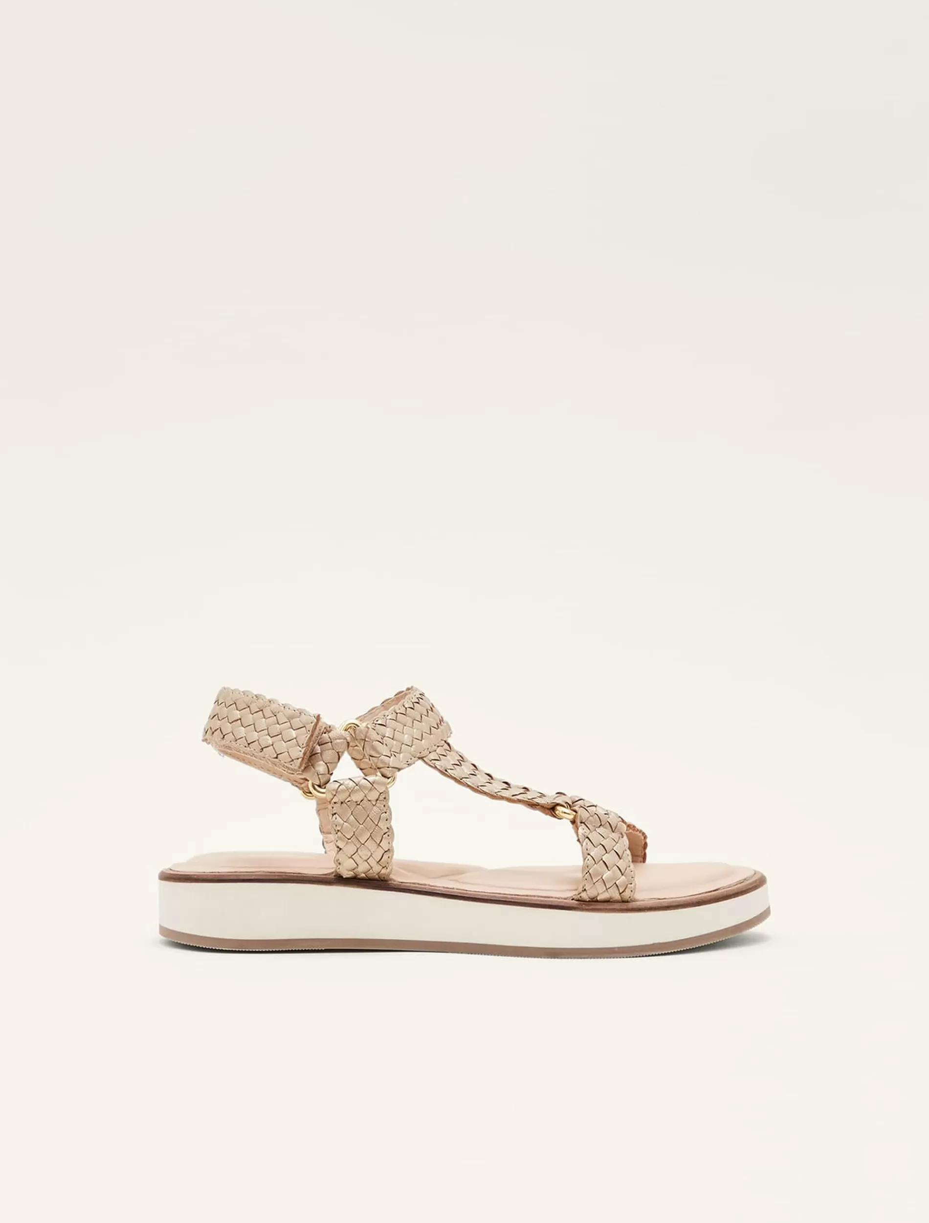 Phase Eight Leather Weave Velcro Sandal Gold Fashion