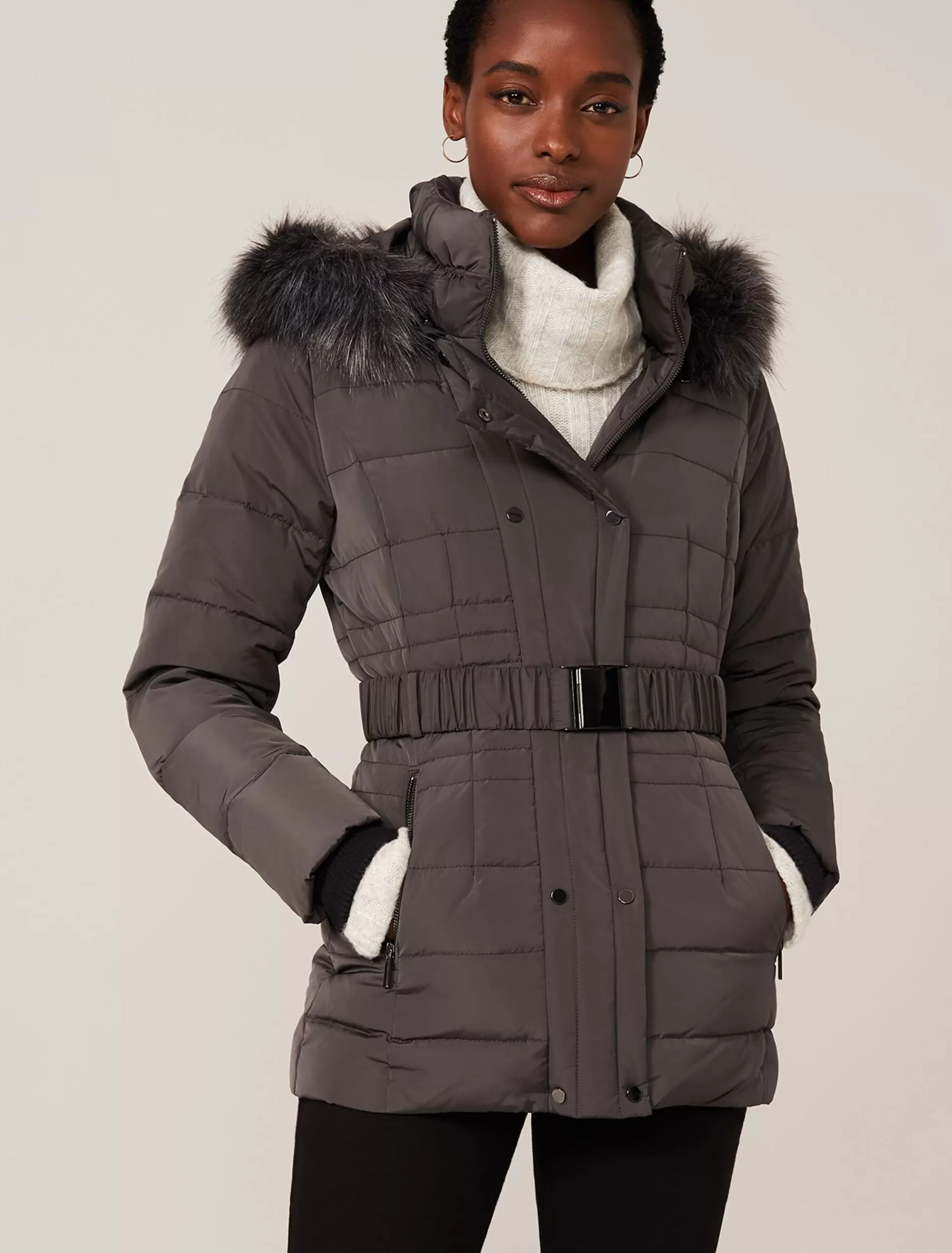 Phase Eight Leona Short Puffer Coat Grey Outlet